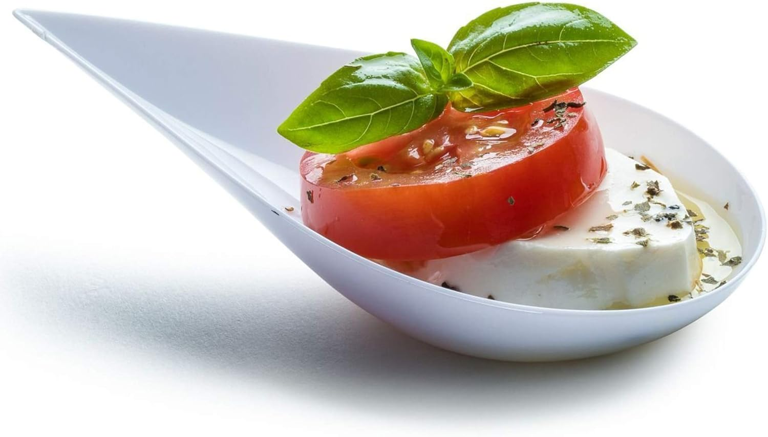 Dlux 100 4-In Tear Drop Mini Appetizer Plates, White Plastic Spoons - Desserts and Appetizers Dishes Serving Plate - Disposable Asian Spoon Set, Small Catering Dessert Tasting Cups - with Recipe Ebook