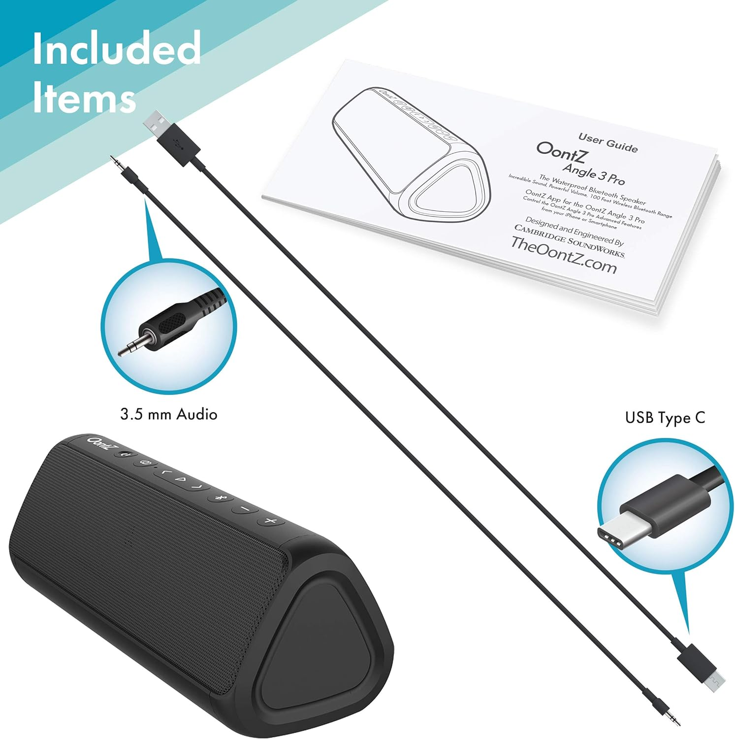 Oontz Pro Waterproof Bluetooth Speaker, 21-Watts Louder Volume, Exceptional Sound & Bass, 100Ft Wireless Range, Play Two Together for Dual Stereo, Bluetooth Speakers (Black) image number 5