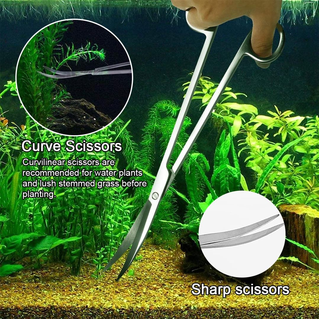 Aquarium Aquascape Tools Kits-4 in 1, Aquarium Tools Kit, Stainless Steel Aquatic Plant Tools Tweezers, Scissors, Scraper for Aquarium Cleaning, Fish Tank Aquascape Tool Set image number 6