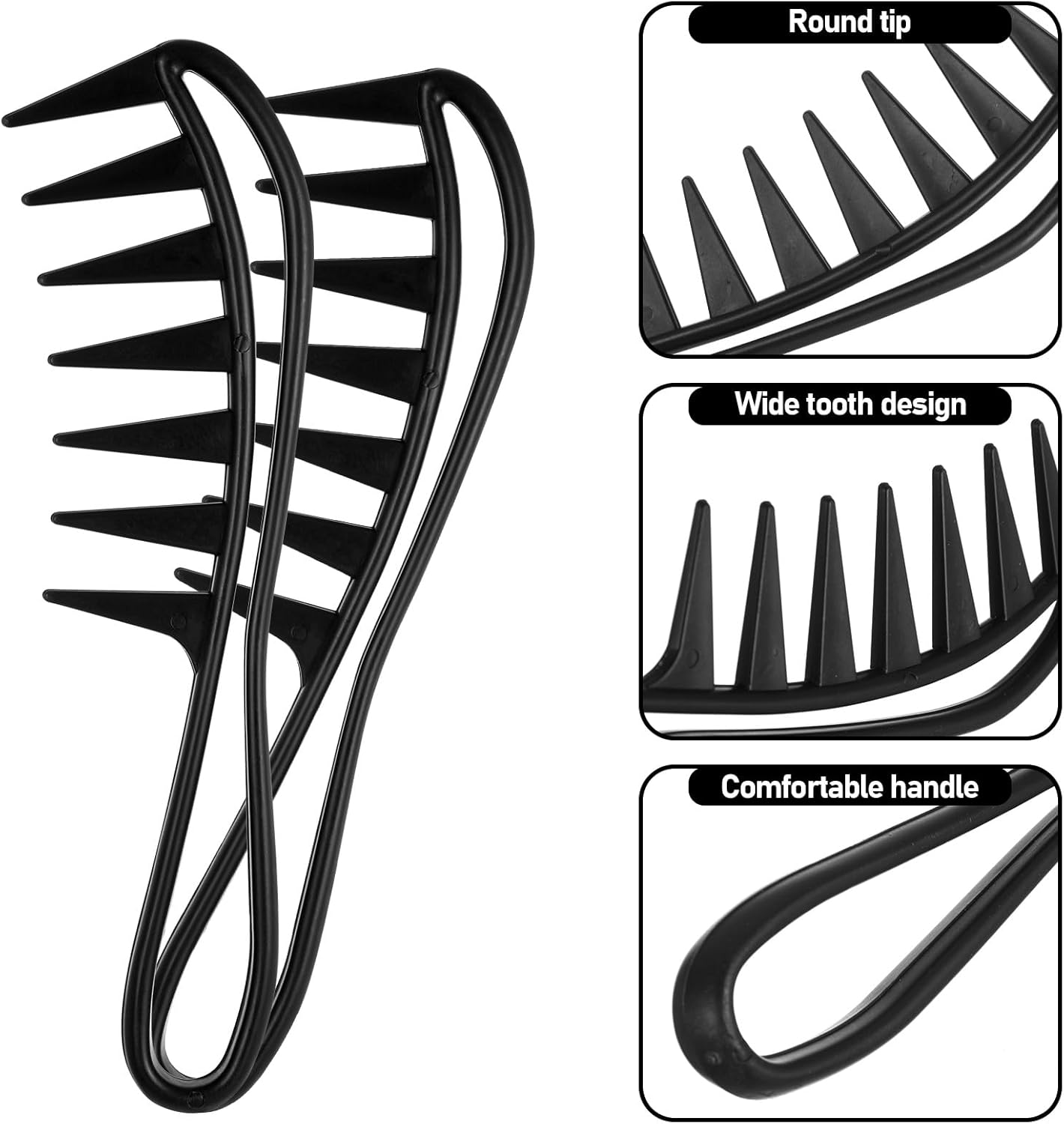 Gjinxi 4Pcs Hair Comb Styling Set for Men, Wide Tooth Double Side Tail Combs, Professional Hair Brush Retro Hairdressing Hairstylist Tools, African American Hair Care Style Barber Accessories image number 6
