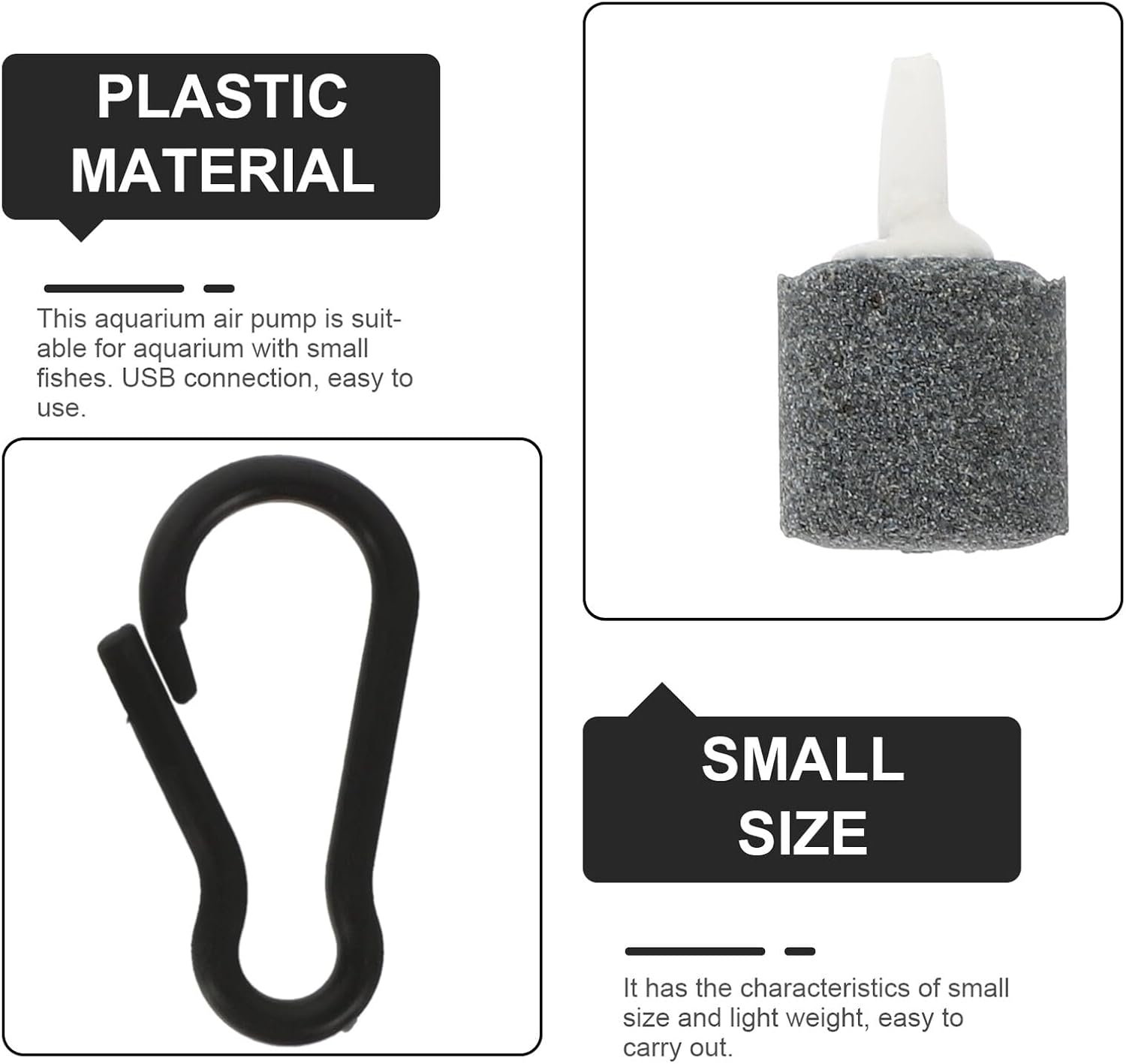 CLISPEED 2 Sets Rechargeable USB Aquarium Air Pump Fish Tank Bubbler Oxygen-Increasing Quiet Small Aerator for Indoor Aquariums and Aquatic Plants Random Color