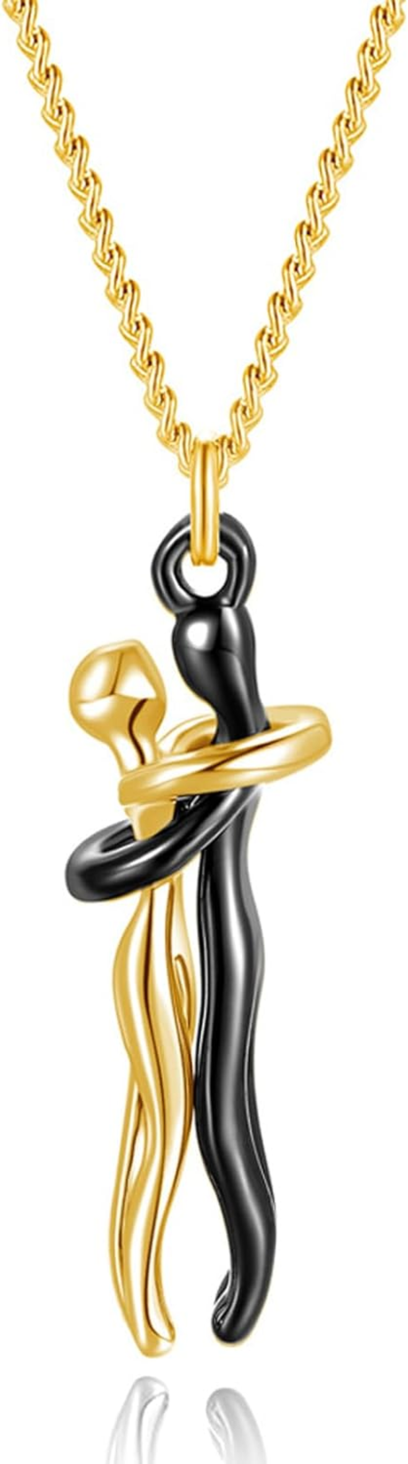 DTWAWA Hug Couple Necklace Hugging Necklace Anniversary Jewelry for Him and Her, Lover for Men Women Boys Girls