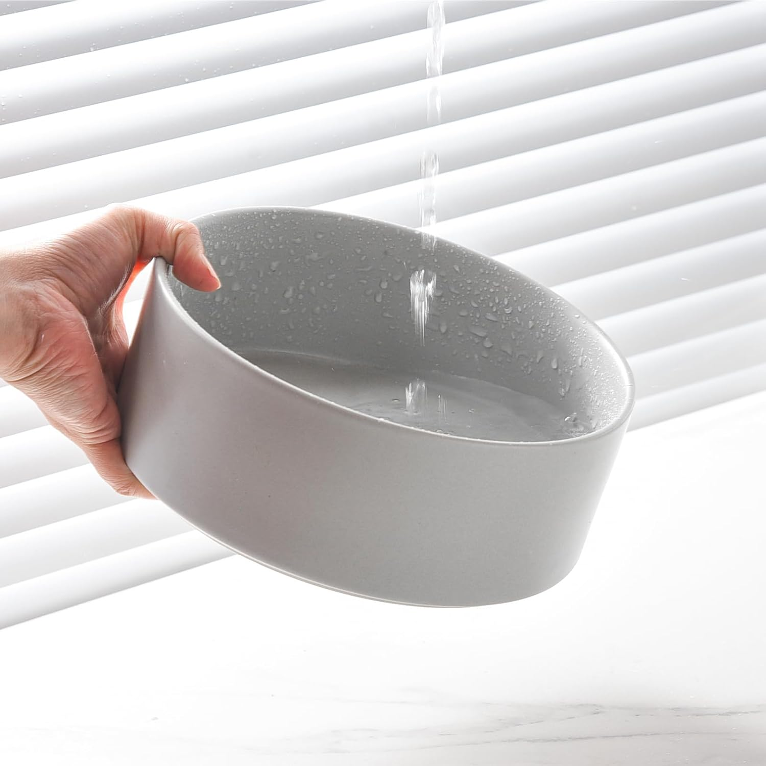 6'' Ceramic Dog Bowl - 30Oz Classic Dogs Food & Water Bowl for Small and Medium Breed Dogs, Heavy Duty Non-Slip Dog Dishes, Food Grade Stoneware Pet Bowl, Dishwasher & Microwave Safe, Grey image number 5