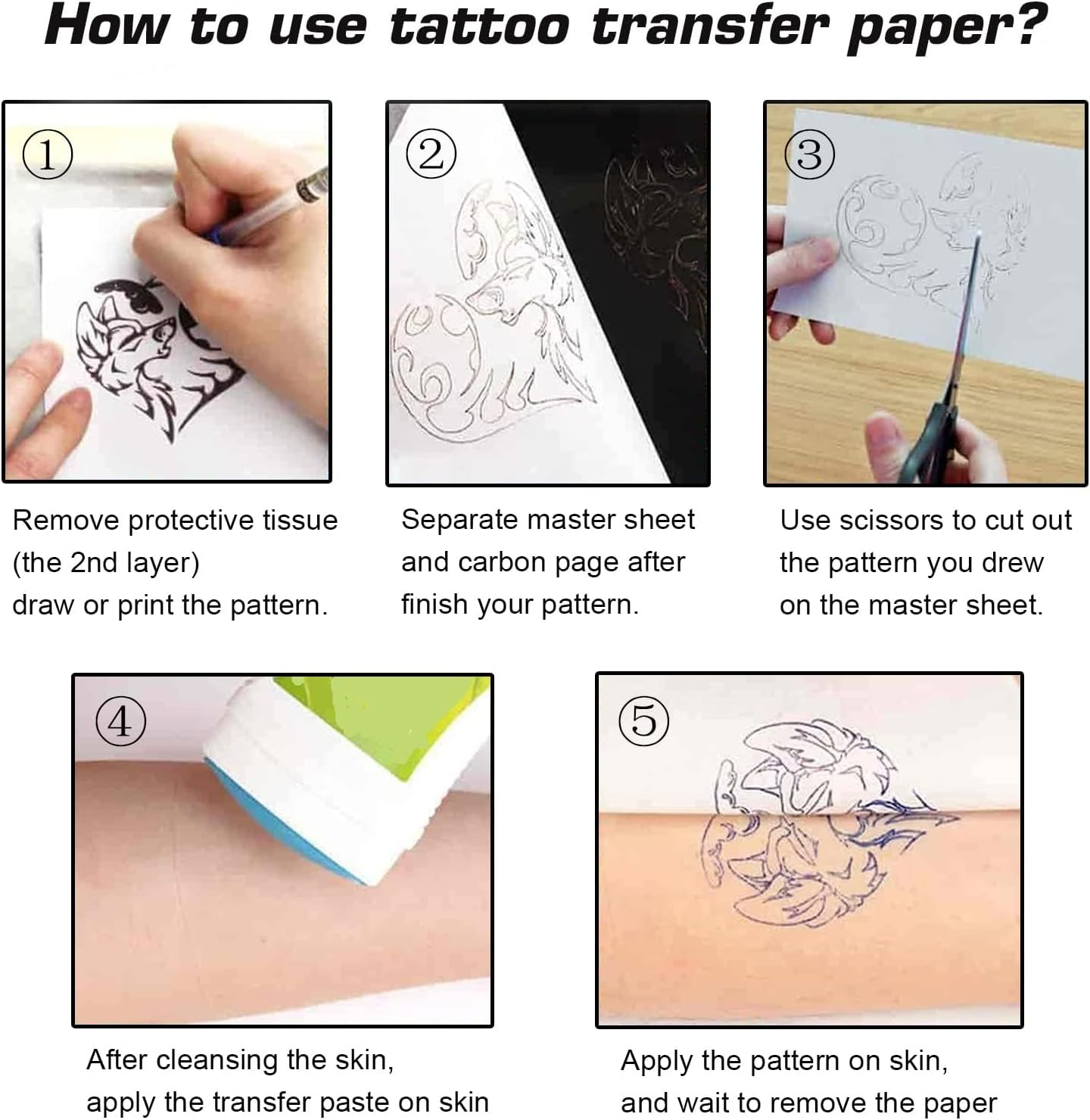 45Pcs Tattoo Skin Practice with Transfer Paper, 15Pcs 1Mm Thick Tattoo Fake Skin and 30Pcs Stencil Transfer Paper Kit for Beginners Experienced Artists Tattoo Supplies image number 4