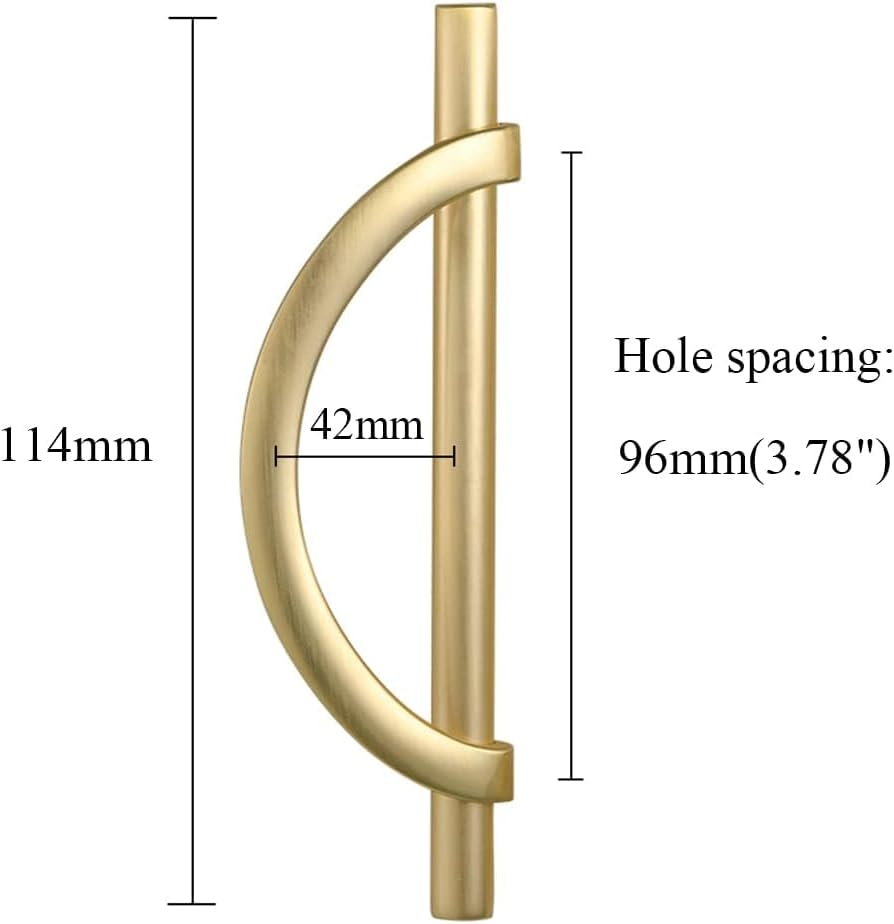 DAPANIY Brushed Gold Cabinet Pulls Drawer Pulls, Half Moon Shape Pulls Gold Drawer Dresser Kitchen Handles Antique Cupboard Door Handles, 4Packs 96Mm image number 5