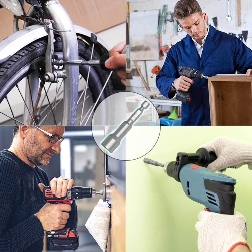 Nut Driver Bit Sets 8Mm, 1/4" Hex Shank Power Nut Driver Sets Magnetic with Quick Change Groove for Electric Hand Drill/Lithium Drill/Pneumatic Screwdriver/Impact Driver, Pack of 5