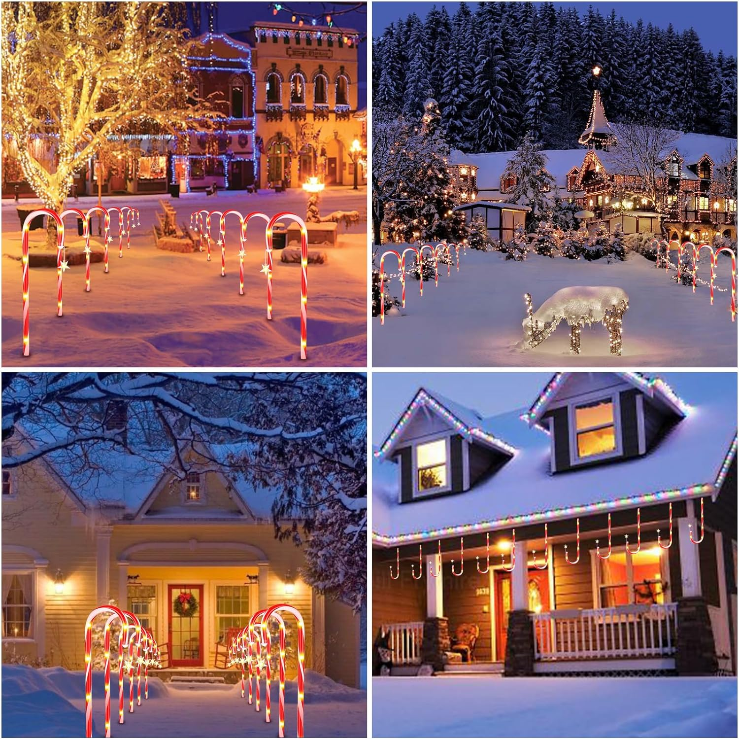 Ninonly 12 Pack Christmas Candy Cane Pathway Lights, Christmas Solar Stake Lights with 72 LED Lights, 8 Light Modes Christmas Decorations for Outdoor Patio Garden Yard Xmas Holiday image number 2