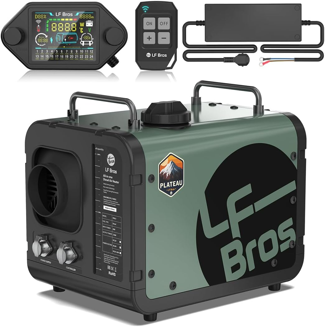 LF Bros 5KW 12V & 220V Diesel Heater, Portable All-In-One Parking Heater with Plateau Mode, LCD Display & Remote, Leak-Proof Design for RV, Garage, Camper & Outdoor Use image number 3