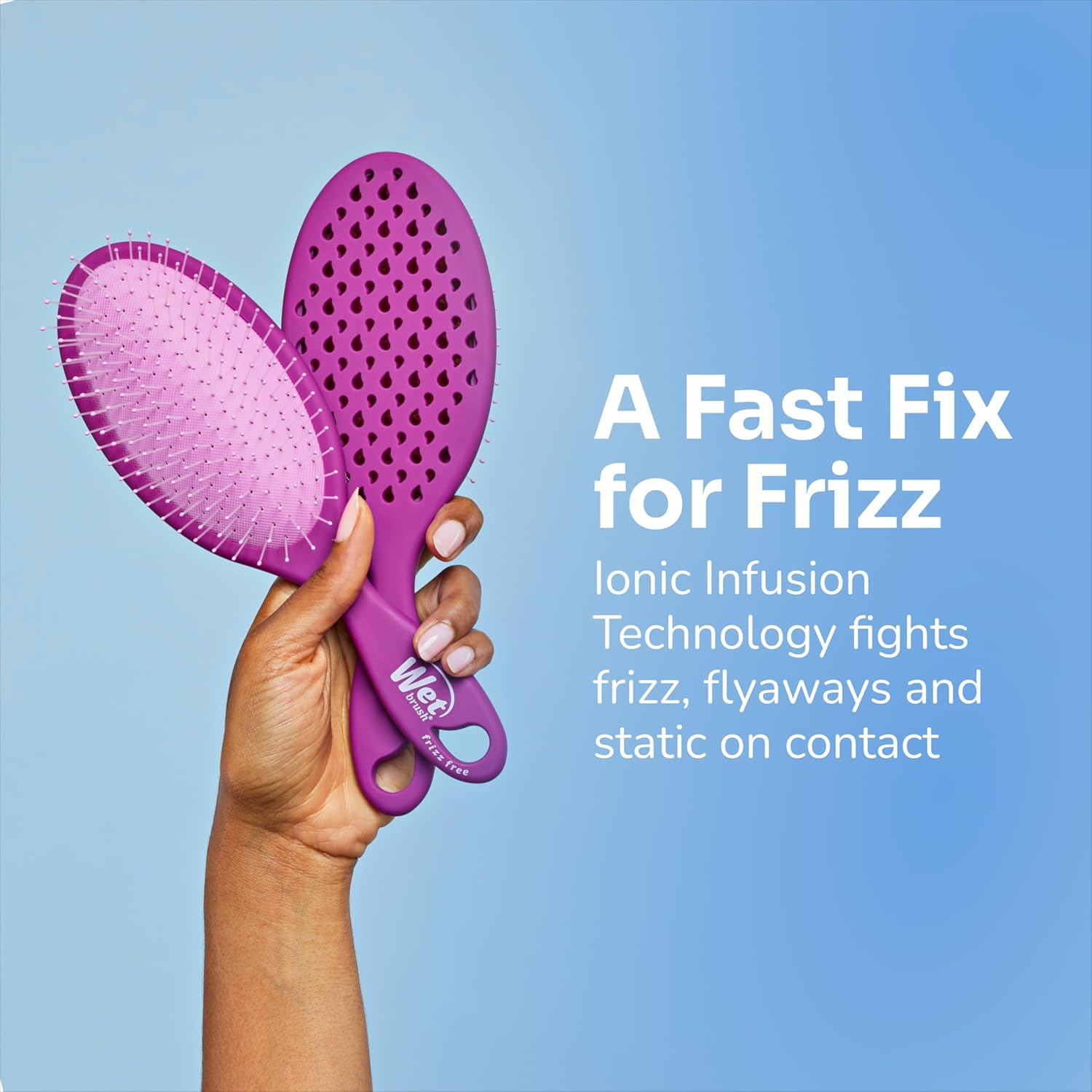 Wet Brush Frizz Free Detangler Reduces Frizz, Static & Flyaways Using Ionic Technology, Smooth Finish Styling Brush Adds Shine, Ergonomic Design, Works on All Hair Types, Wet or Dry Hair, Purple image number 6