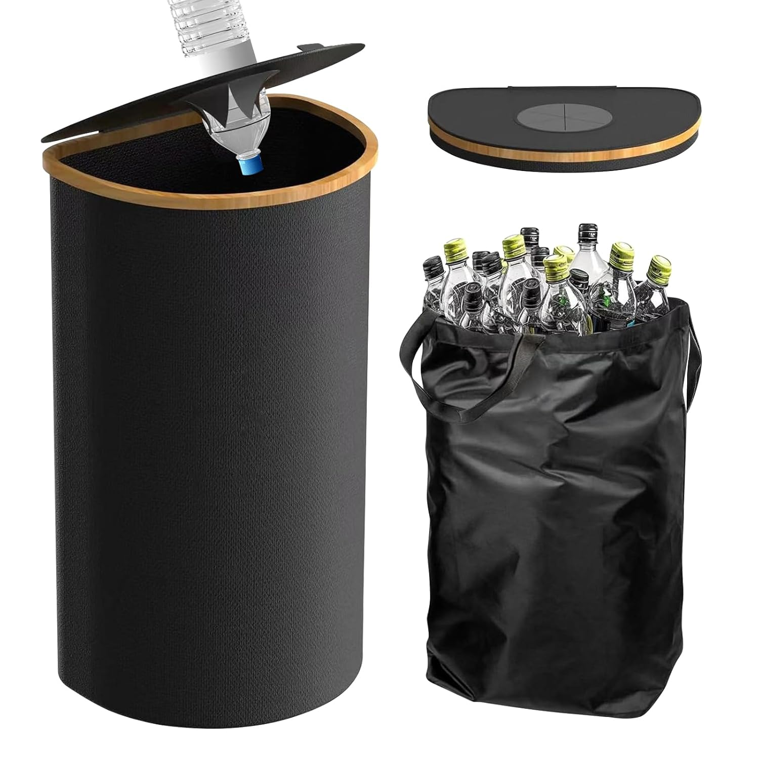 Recycling Bin for Kitchen, 100L Capacity Environmental Friendly Recycle Basket with Inner Bag, Machine Washable Reusable Bottle Bin for Home image number 2