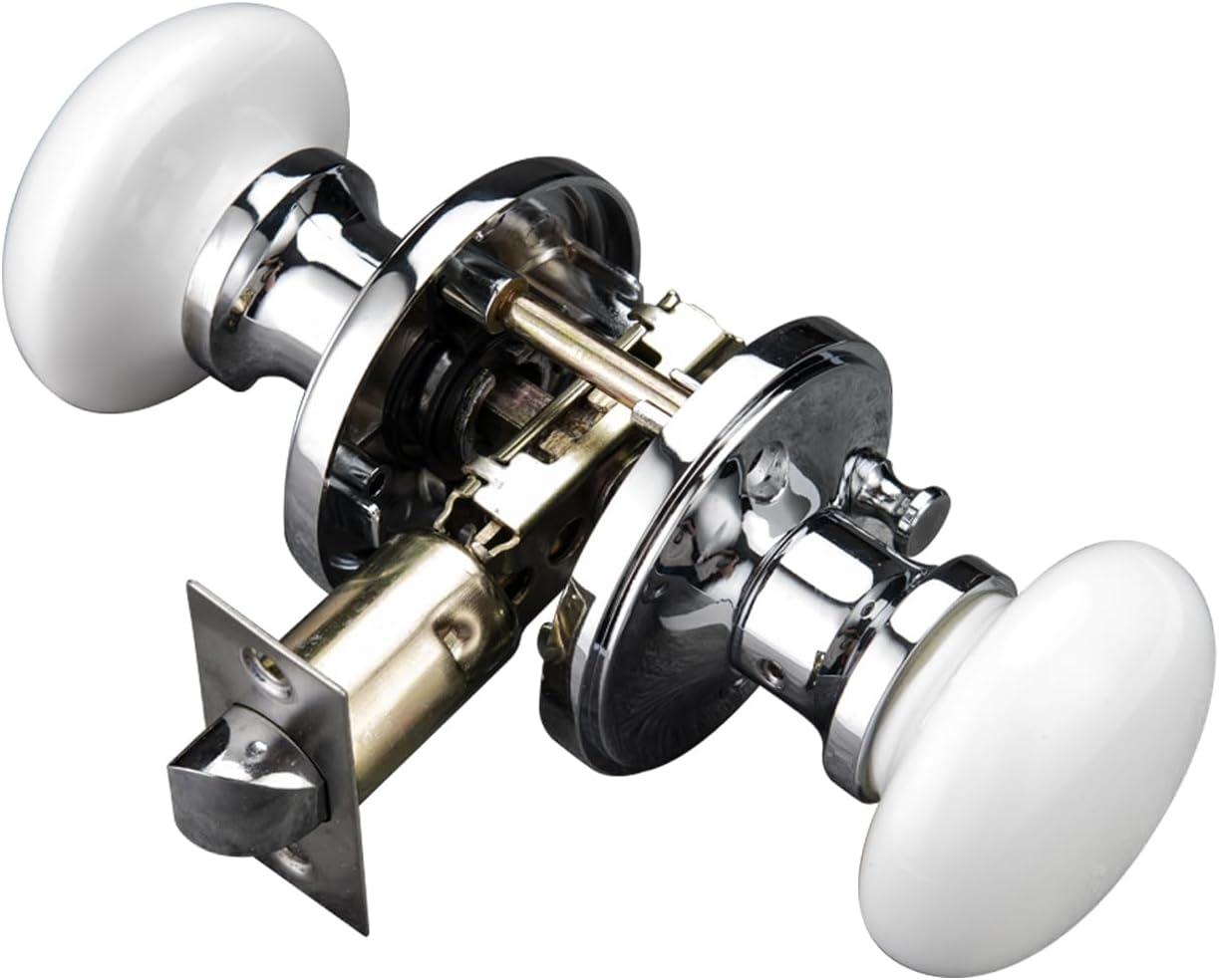 NCL White Door Knobs, Keyless Door Handles, Porcelain Door Levers, Interior Bath Door Knob image number 1