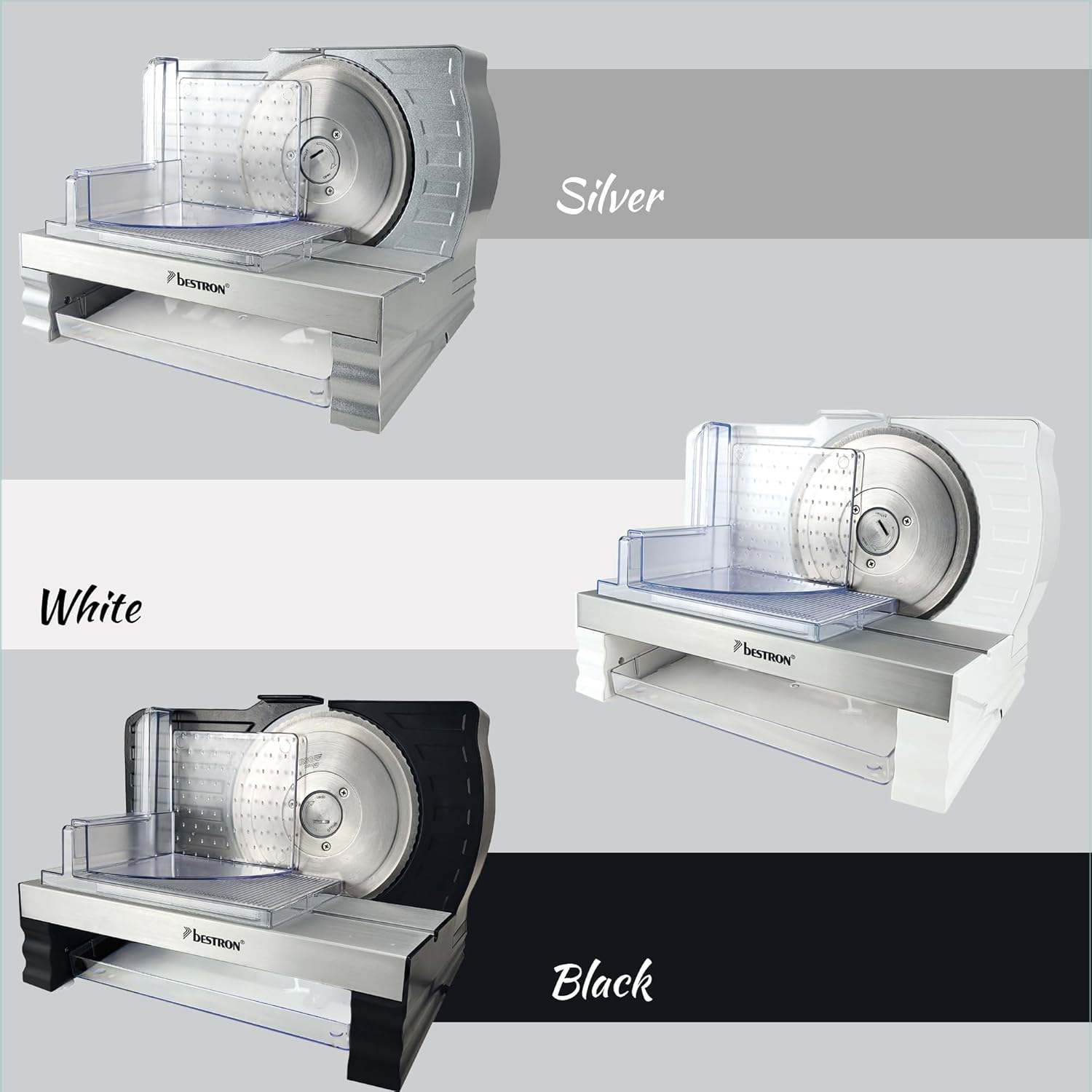 Bestron Bread Slicer with Stainless Steel RSG Blade, Made in Germany, Continuous Cutting Thickness Adjustment from 0 to 20 Mm, Cutter with Shift Button for Automatic and Manual Operation,