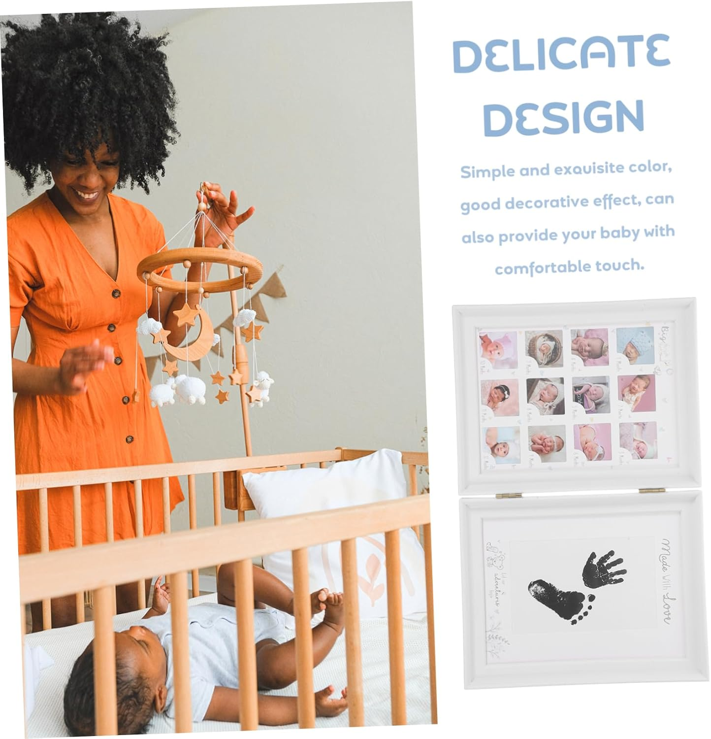 BESTOYARD Milestone Picture Frame Sturdy Newborn Handprint Footprint Kit Creative Keepsake for Showers Cardboard Material Capture Precious Memories image number 4