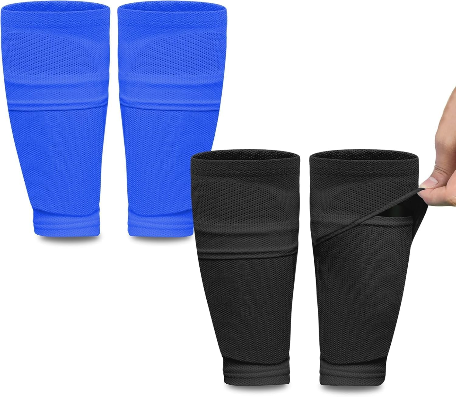 2 Pairs Kids Youth Soccer Shin Guard Sleeves with Optimized Insert Pocket, Shin Pad Compression Sleeves for 3-15 Years Old Boys Girls Child Teens for Soccer Sport