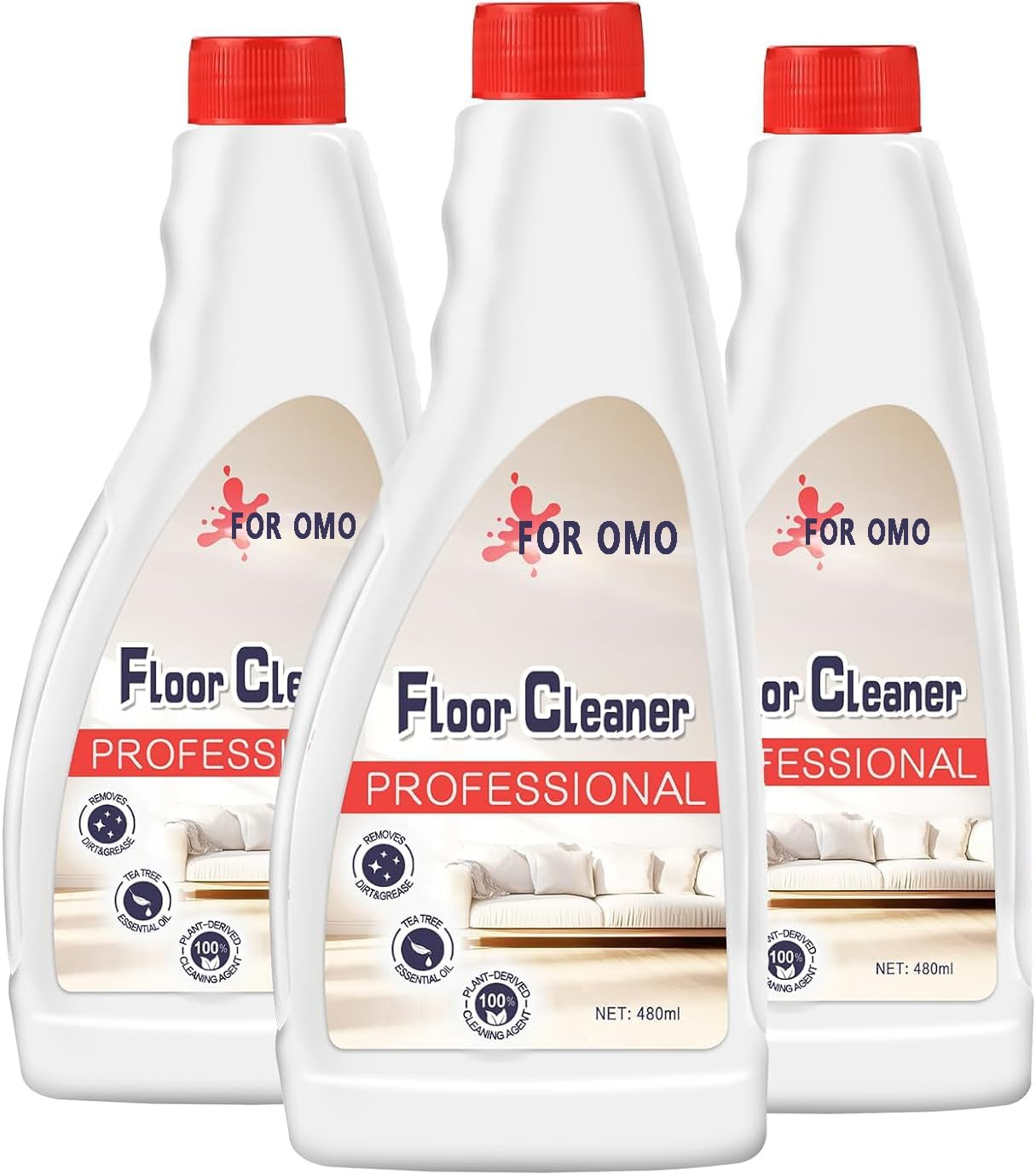 Floor Cleaning Solution, 3-Pack 480Ml, Eco-Safe, Compatible with All Roborock Mopping Robots (S7, S8, Qrevo, Q7, Q8 Series), Pet & Kid Friendly, Stain-Busting & Fresh-Scented