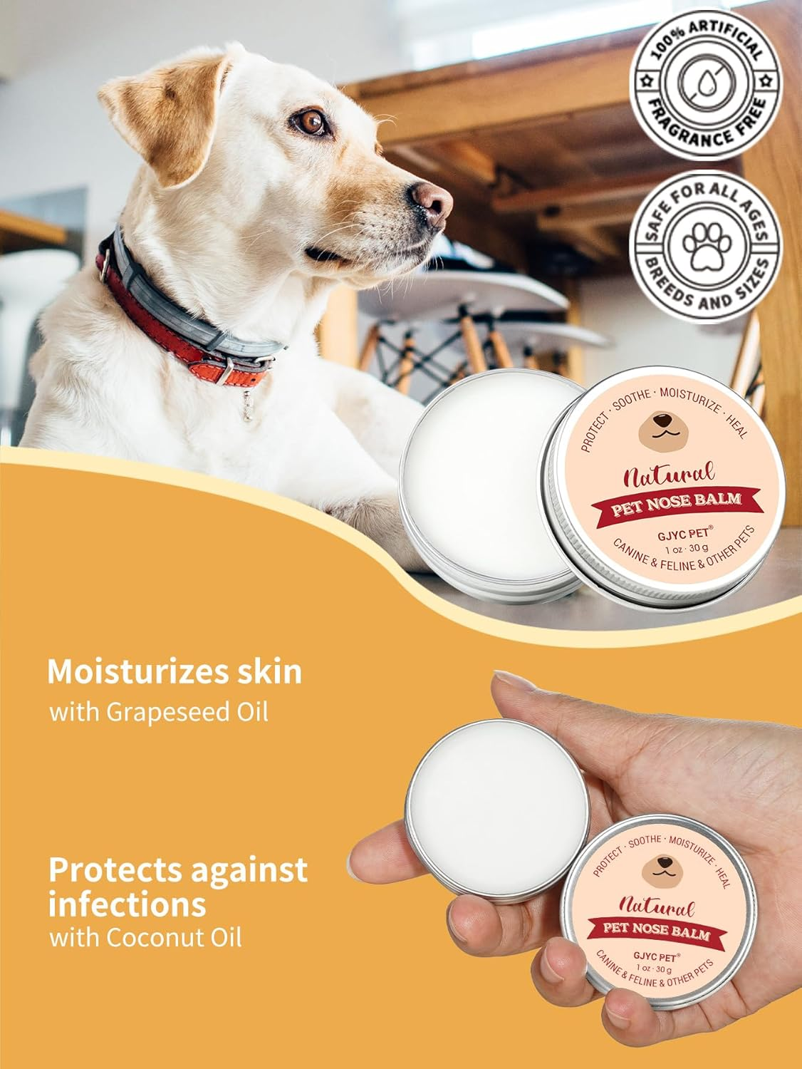 Pet Nasal Balm, 30 G, Gentle, Non-Irritating Moisturizer with Grapeseed and Coconut Oils for Dogs and Cats image number 5