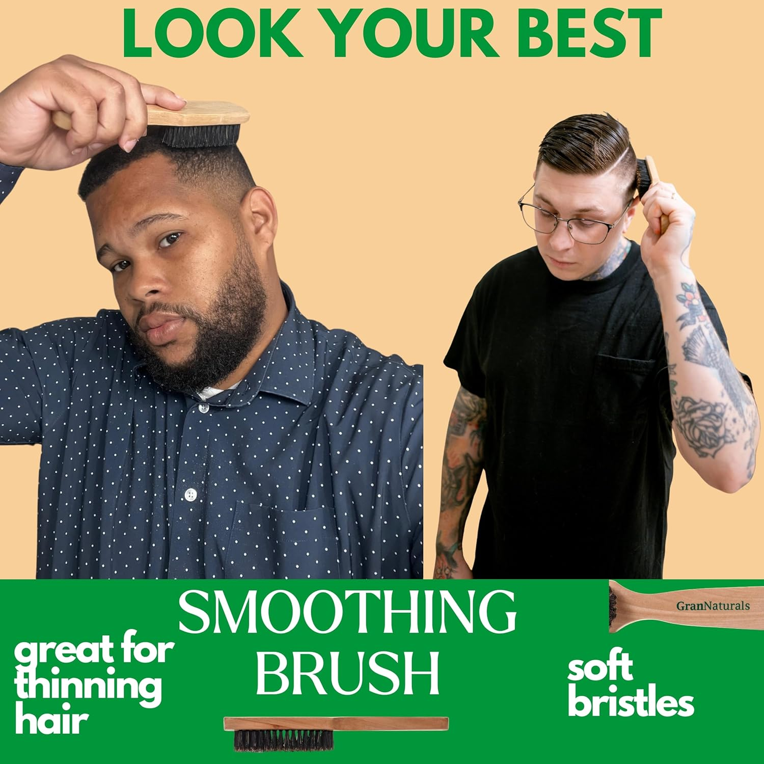 Grannaturals Men'S Boar Bristle Hair + Beard Brush image number 2