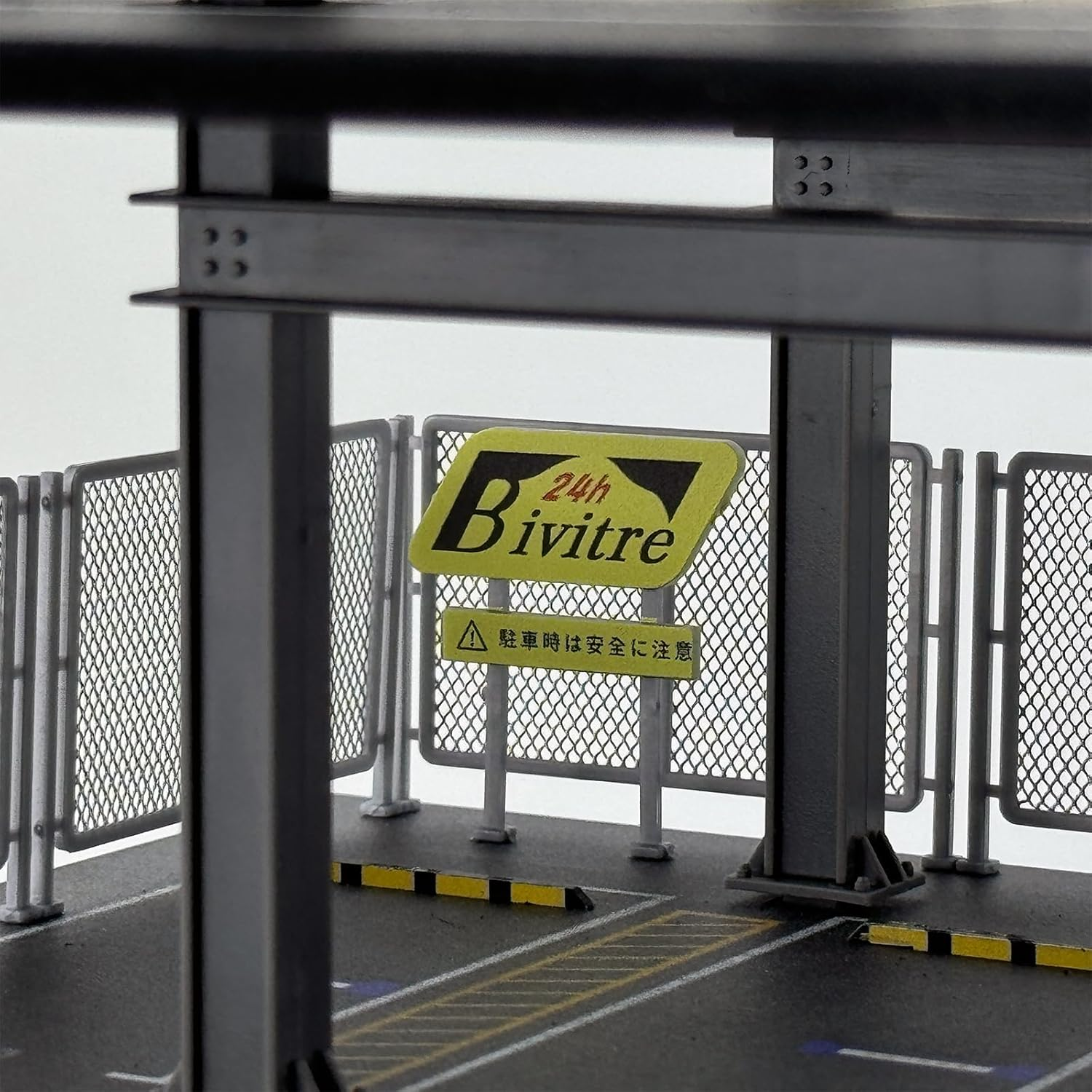 Hot Diecast Wheels Display Case - 1/64 Scale Die-Cast Model Car Organizer, Hot Diecast Wheels Parking Garage Dioramas with 15 Parking Spaces(Mesh Railing)