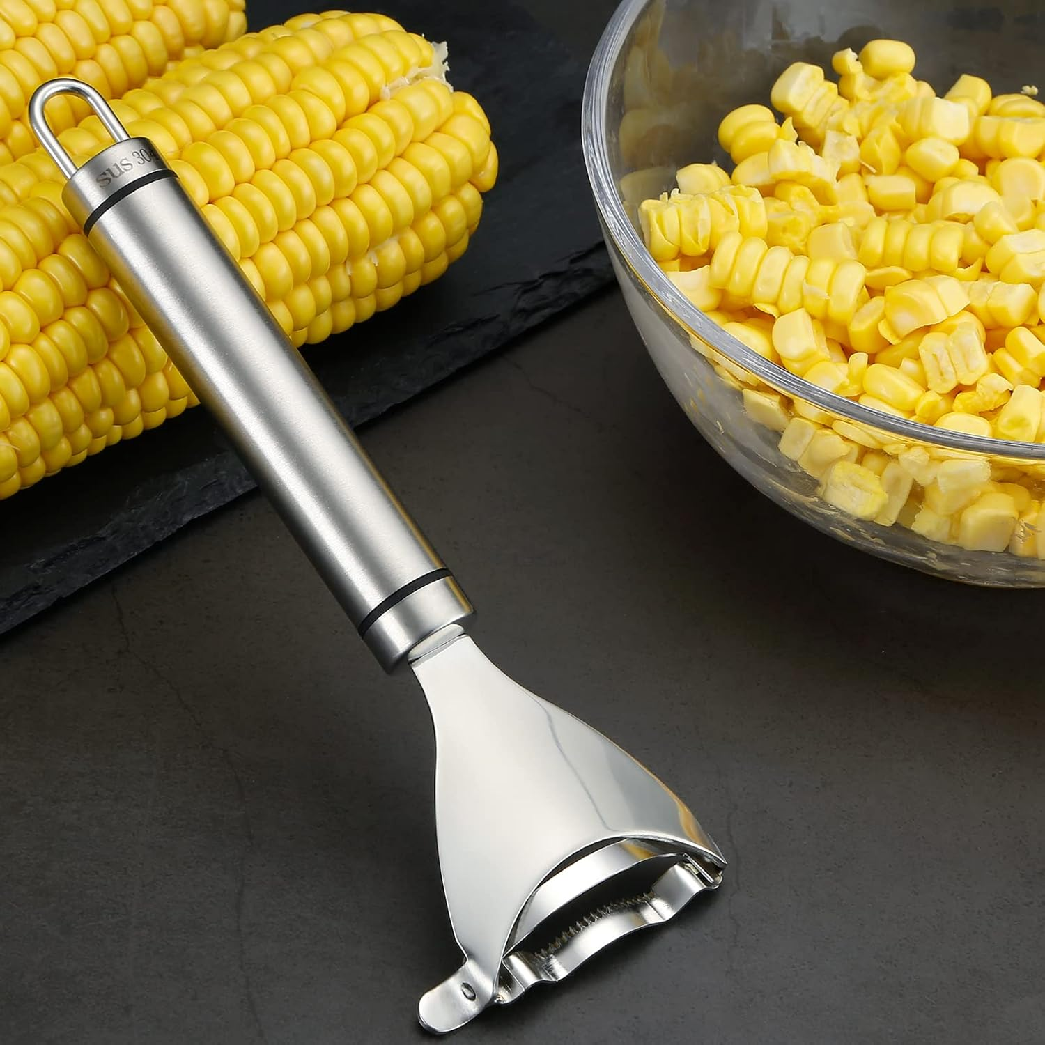 Corn Peeler Stainless Stee Corn Cob Stripper Tool Corn Thresher from the Cob, Removes Corn Kernels from Corn Cobs in Seconds, Kitchen Gadget