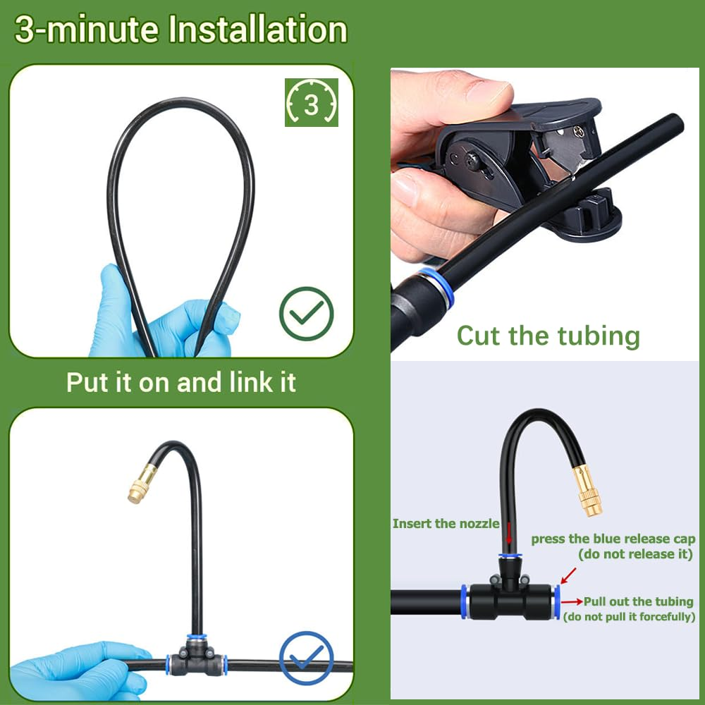 360&deg; Adjustable Drip Irrigation System, 16.4FT Garden Watering System with 22 Nozzles & 5/16" Hose, Garden Irrigation System, Greenhouse Accessories, Atomizing System for Yard, Lawn, Plants