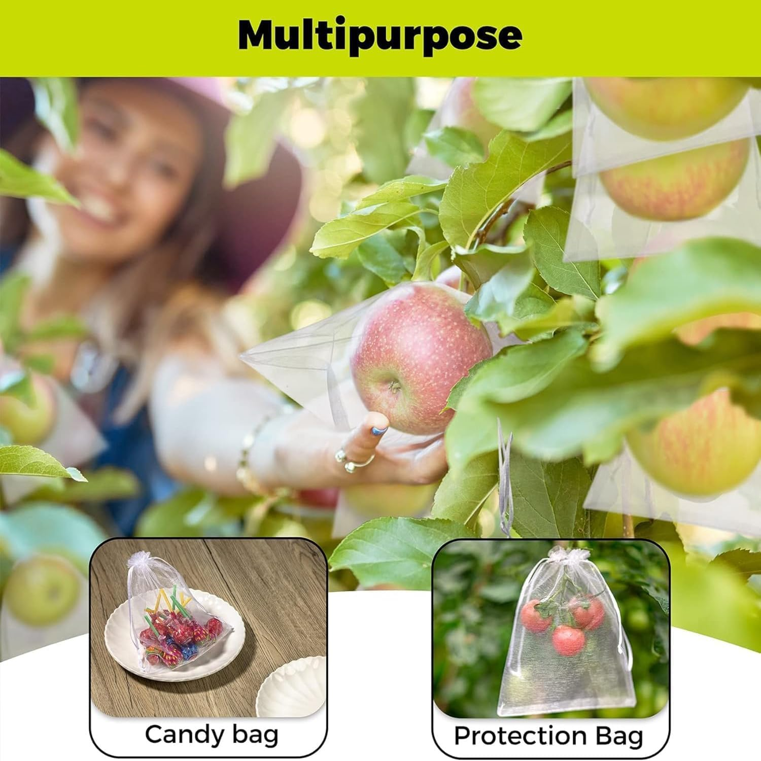 50Pcs Fruit Protect Bags, Reusable Mesh Garden Netting Protection Bag for Plants Vegetables for Plant/Fruit/Flower (White, 8 * 12Inch) image number 1