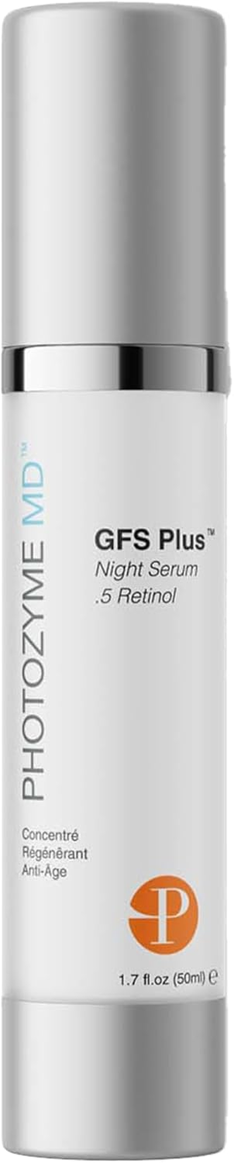Photozyme DNA Repair Enzymes GFS plus Facial Night Serum | 0.5% Retinol for Aging Skin, Beauty Skincare Treatment for Fine Lines, Wrinkles, Acne Scars | UV Dark Spot Corrector, Non Irritating | 1.7