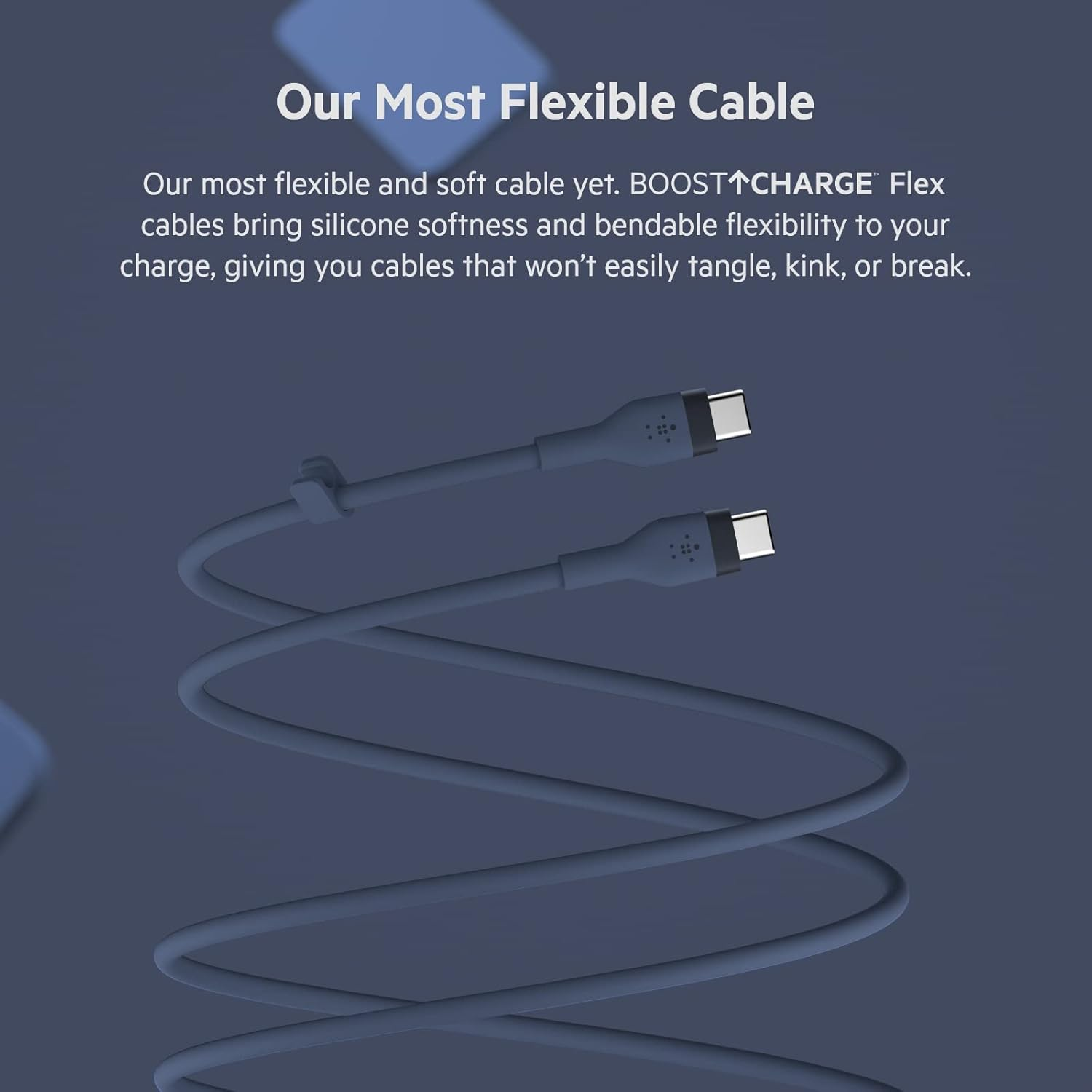 Belkin Boostcharge Flex Silicone USB C Charger Cable, USB-IF Certified USB Type C to USB Type C Charging Cable for Iphone 16, 15, Galaxy S24, S23, Ipad, Macbook, Note, Pixel and More - 1M, Blue image number 2