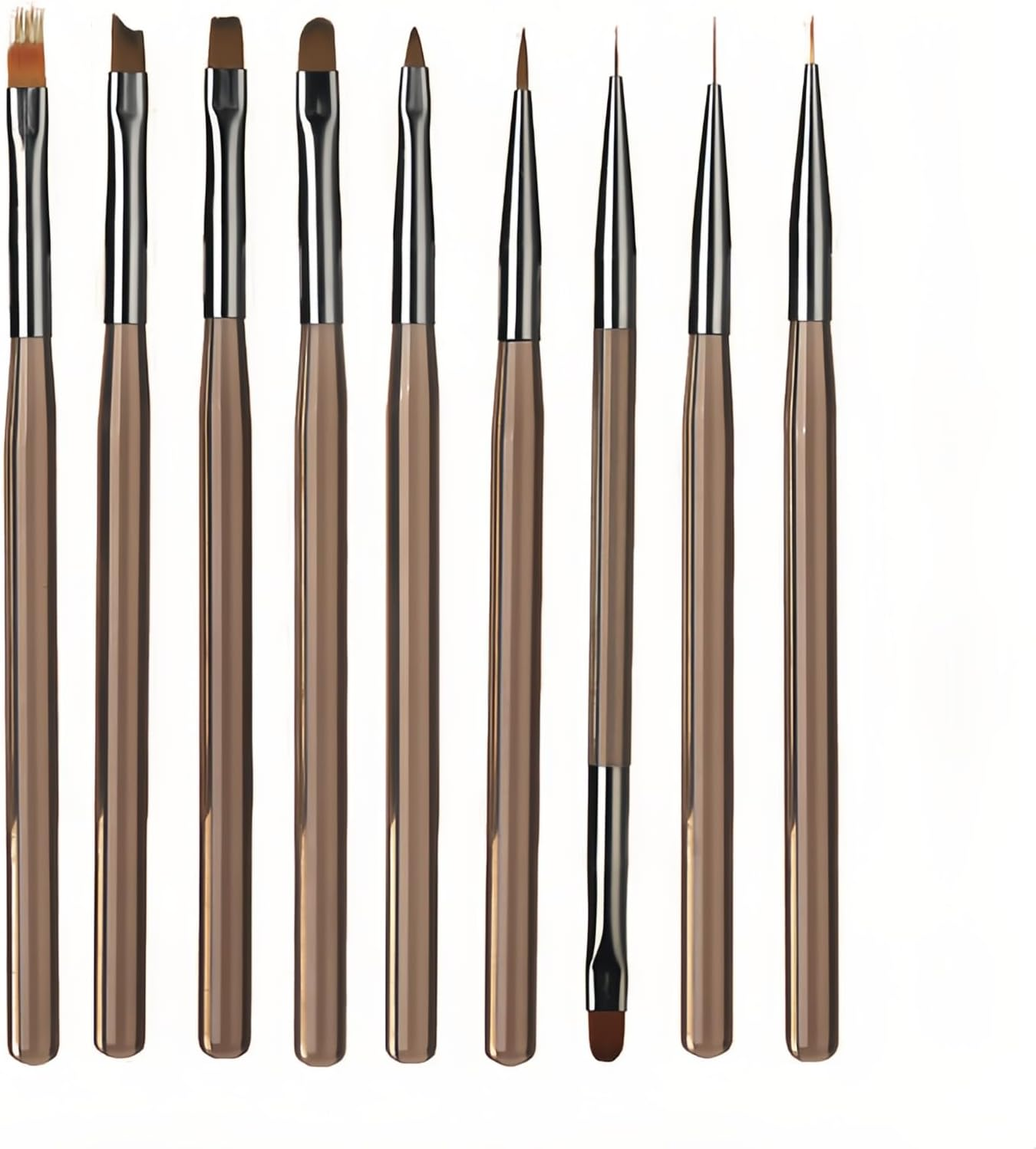 Taoluwin 9Pcs Nail Art Brushes Set, Professional Nail Design Pen, Nails Painting Brushes Kit with Ultra-Fine Fiber, Acrylic Handle for Gel Extension, Liner, Dotting image number 2