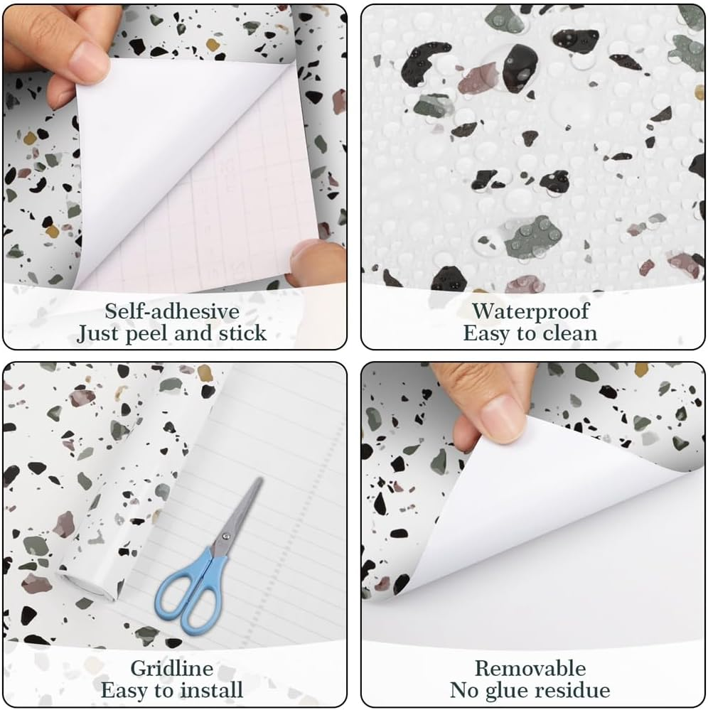 Arthome Granite Contact Paper 40X310Cm Peel and Stick Wallpaper for Countertops Waterproof Self Adhesive Marble Wall Paper Roll for Decorative Kitchen Countertops Removable image number 3