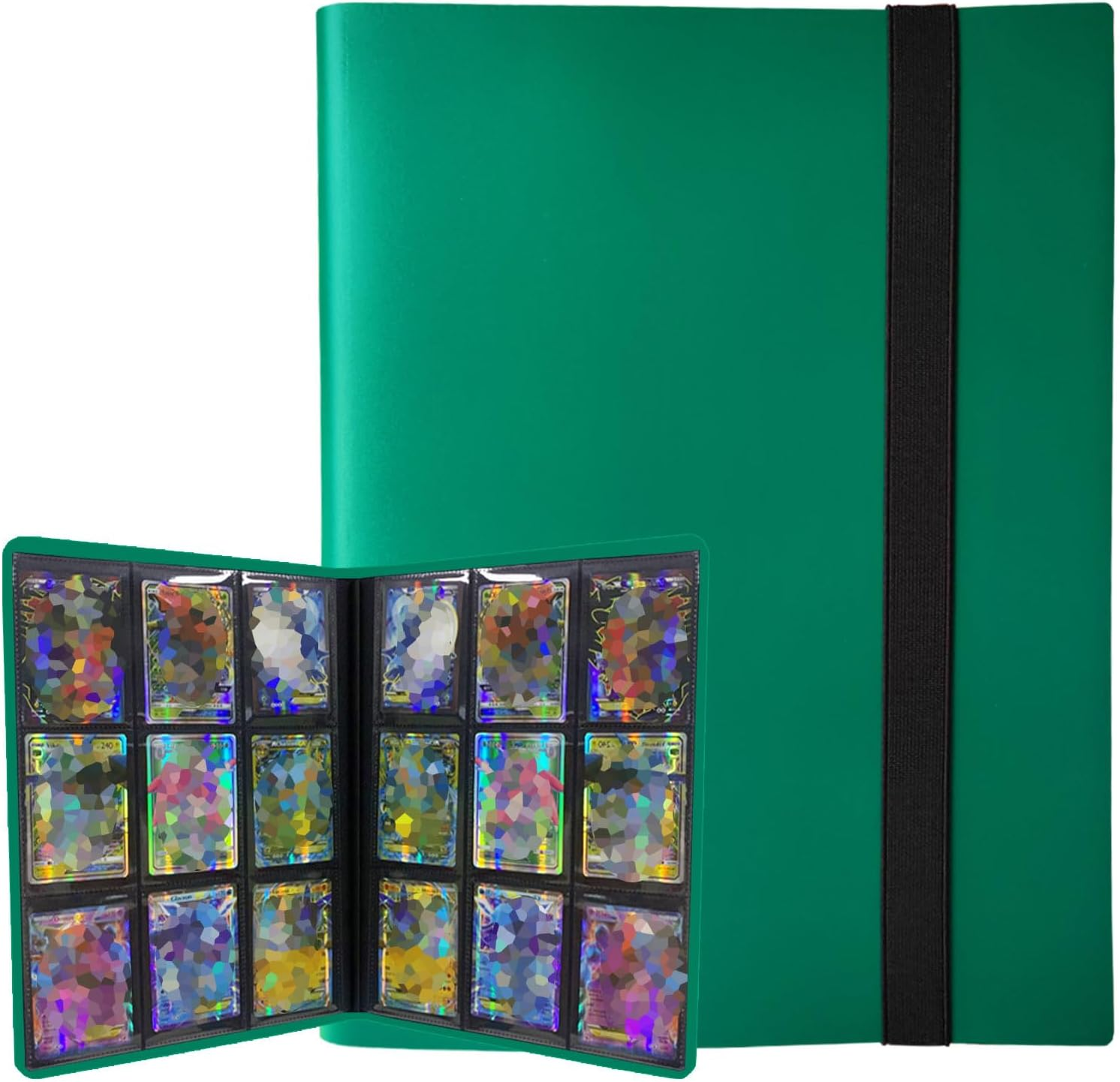 Trading Card Binder Holder, Sports Card Album with Card Sleeves, Book Protection Trading Cards - 9 Pocket - Put up to 360 Cards(Green)