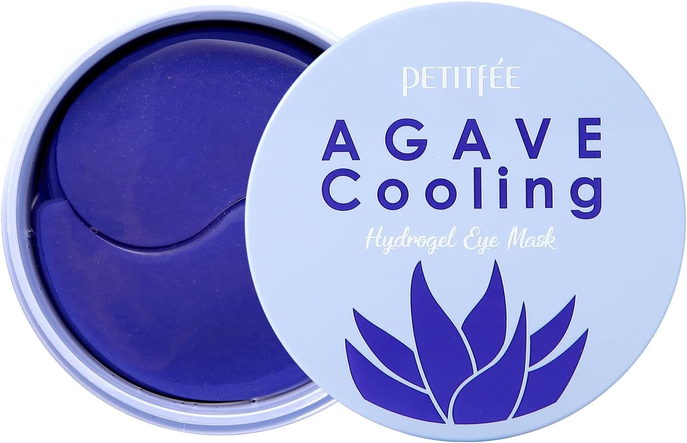 PETITFEE Agave Cooling Hydrogel Eye Mask 60Ea (30Pairs) - Quick Calming Eye Patches with Blue Energy Complex, Agave, Blueberry, Eggplant, Caffeine Extracts, Moisturizing, Soothing Eye Care image number 5