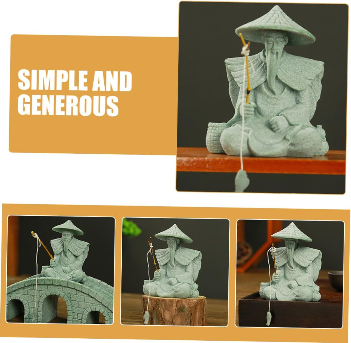 Fish Tank Ornament Fisherman Statue Garden Decor Desktop Ornaments Home Decor image number 3