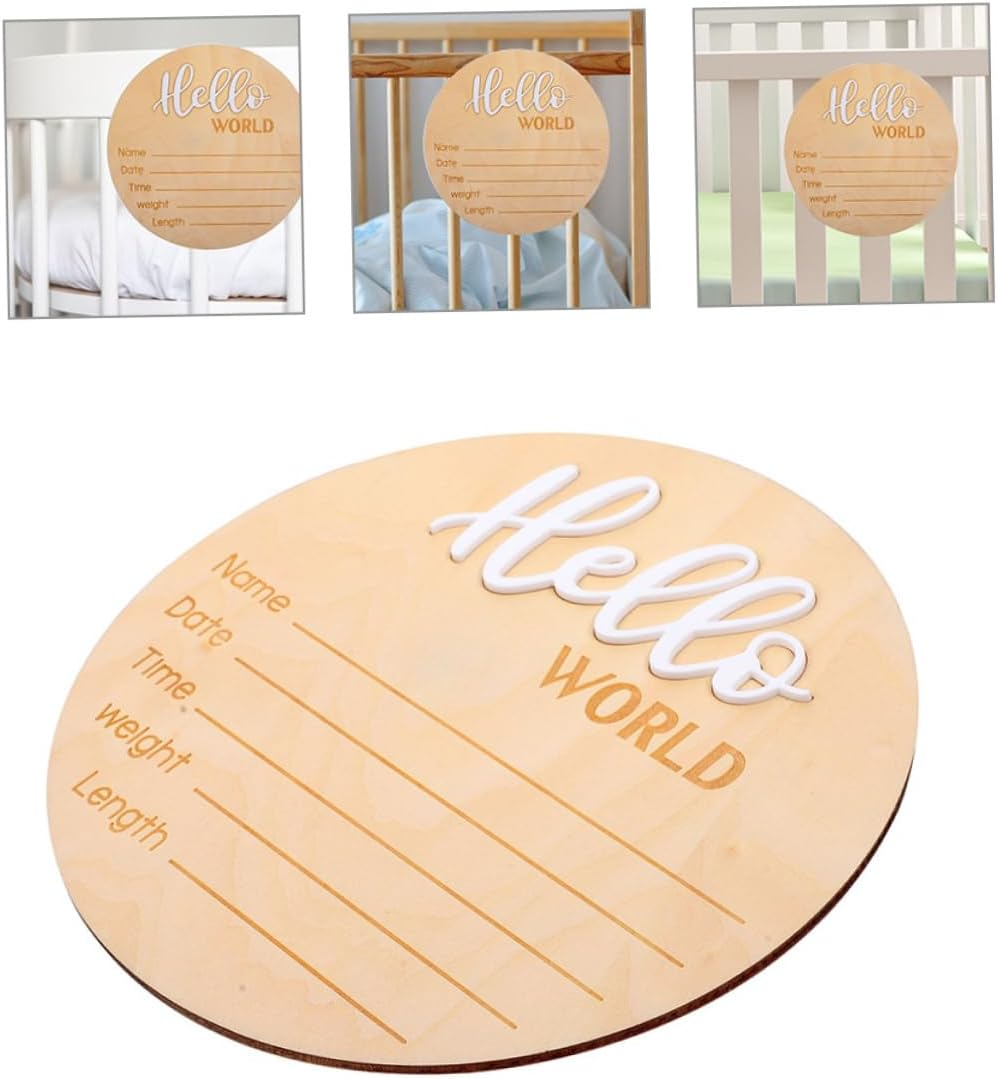 2Pcs Wooden Name Sign Newborn Announcement Birth Sign for Hospital Photo Prop Welcome image number 3