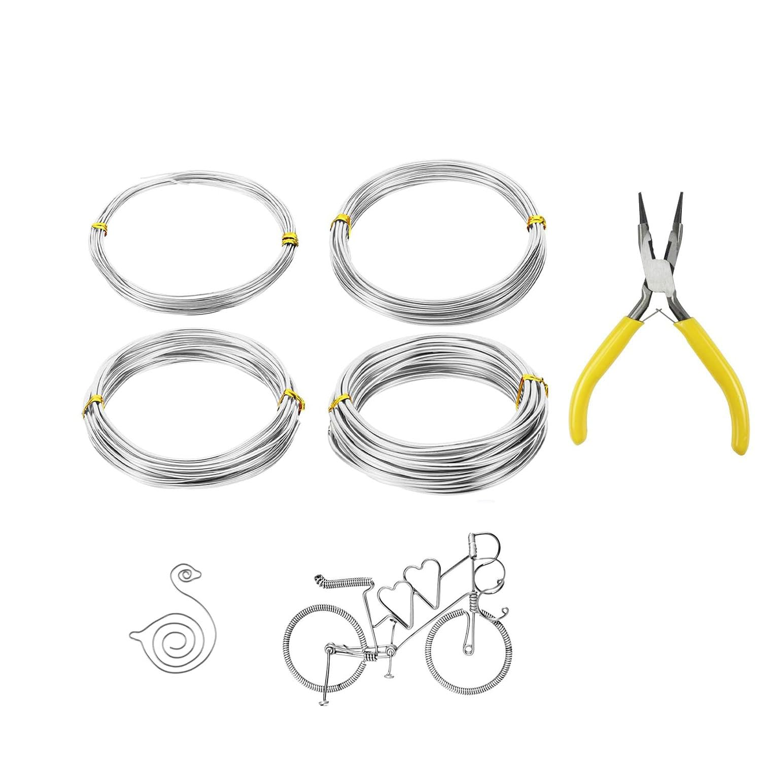 4 Rolls Silver Aluminum Wire,Diy Craft Art Wire,Flexible Bendable Craft Metal Wire, for Jewellery Modelling Making, DIY Sculpture and Crafts(0.8Mm*5M,1Mm*5M,1.5Mm*5M,2Mm*10M) image number 5