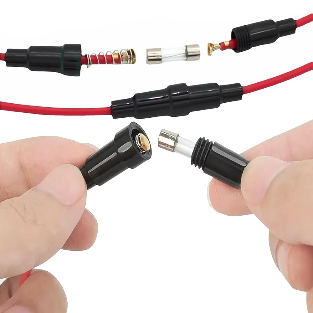 Aikoolwer Glass Fuse Kit 10Pcs Fuse Holder Inline Screw Type 20 AWG Red Wire 10Pcs Screw Cap Socket 5X20Mm 6X30Mm 1‑20A 250V Fast-Blow Glass Tube Car image number 5