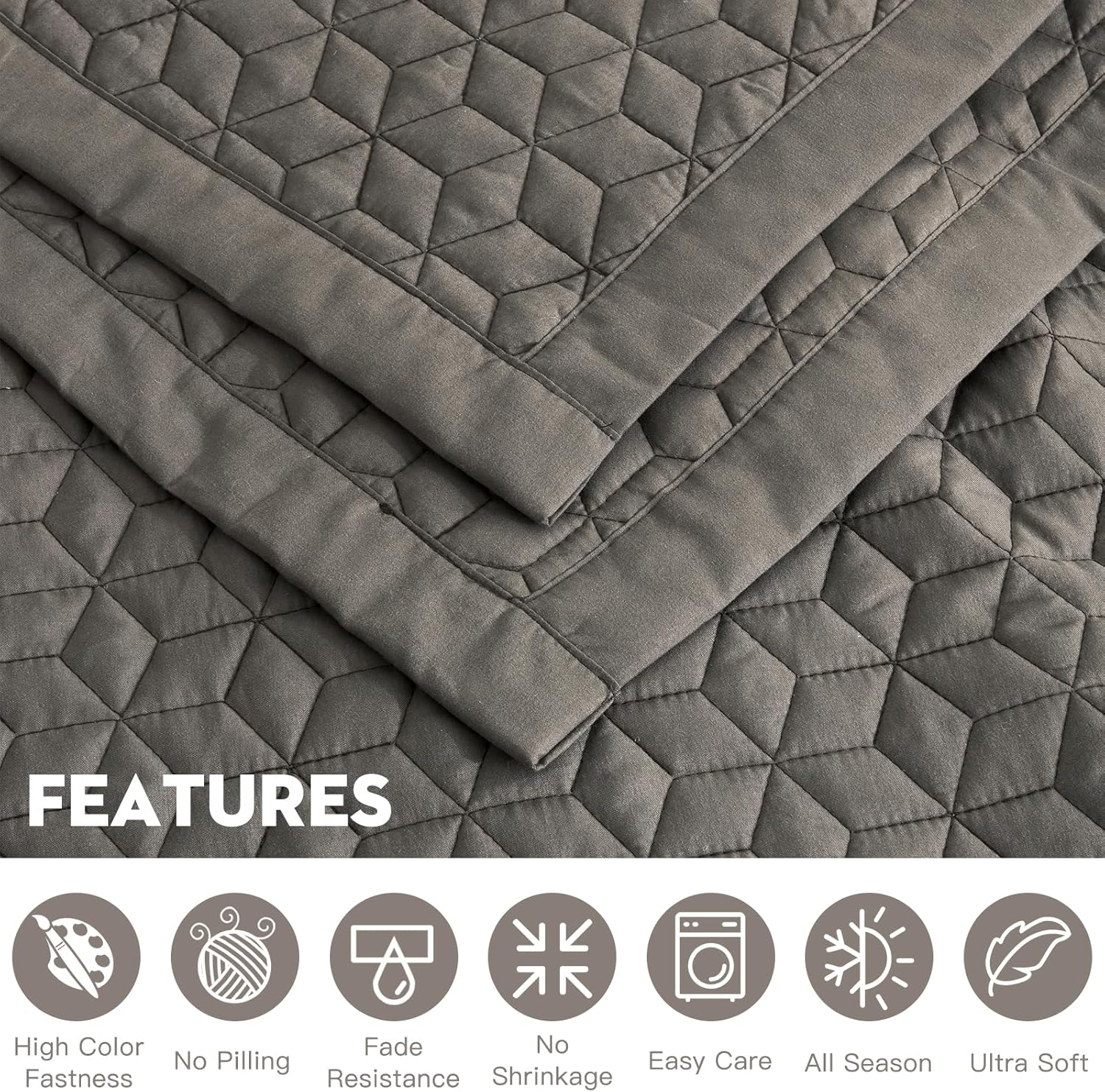 Blythease Oversized King Bedspread 128X120 Extra Wide, Modern & Contemporary Look, Lightweight Bedding Cover, Reversible, 5 Piece, 100% Microfiber, Brown - Green Jacket image number 6