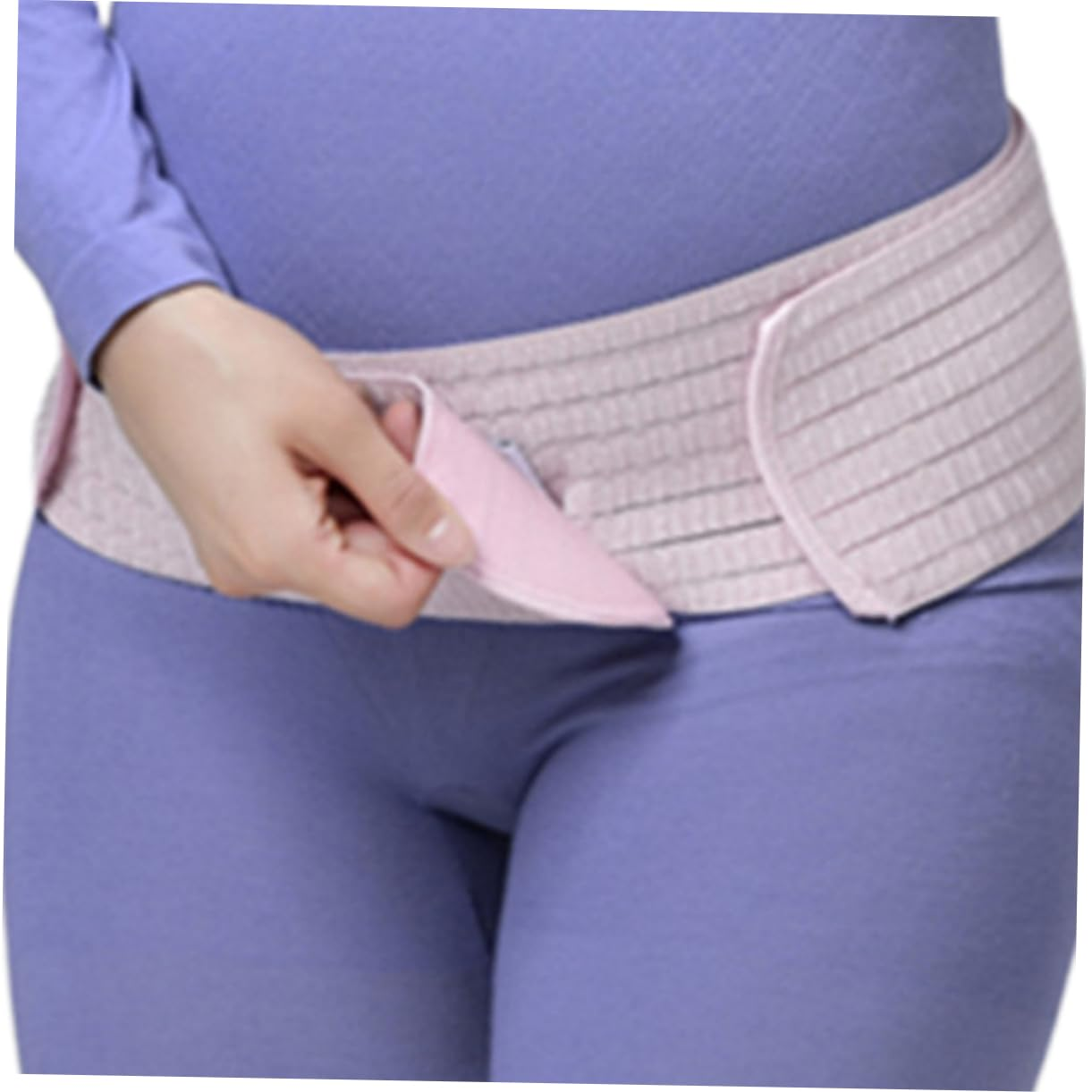 Pregnant Women Belt and Postpartum Pelvic Belly Band Dual-Layer Breathable Abdominal Support Waist Care Belt Pregnancy Protector Pink Free Size image number 5