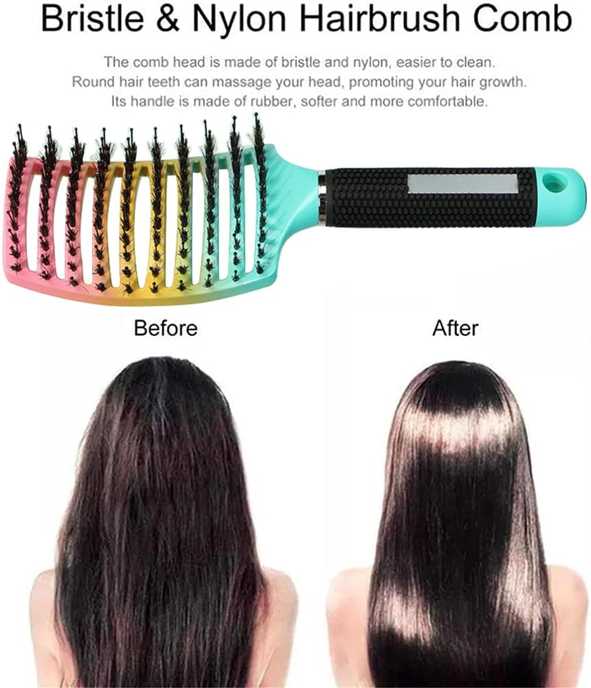 2 Pack Detangling Brush, Getting Knots Out without Pain, Adds Shine and Makes Hair Smooth, Detangler Boar Bristle Hair Brush for Adult & Kids Wet or Dry Hair image number 6