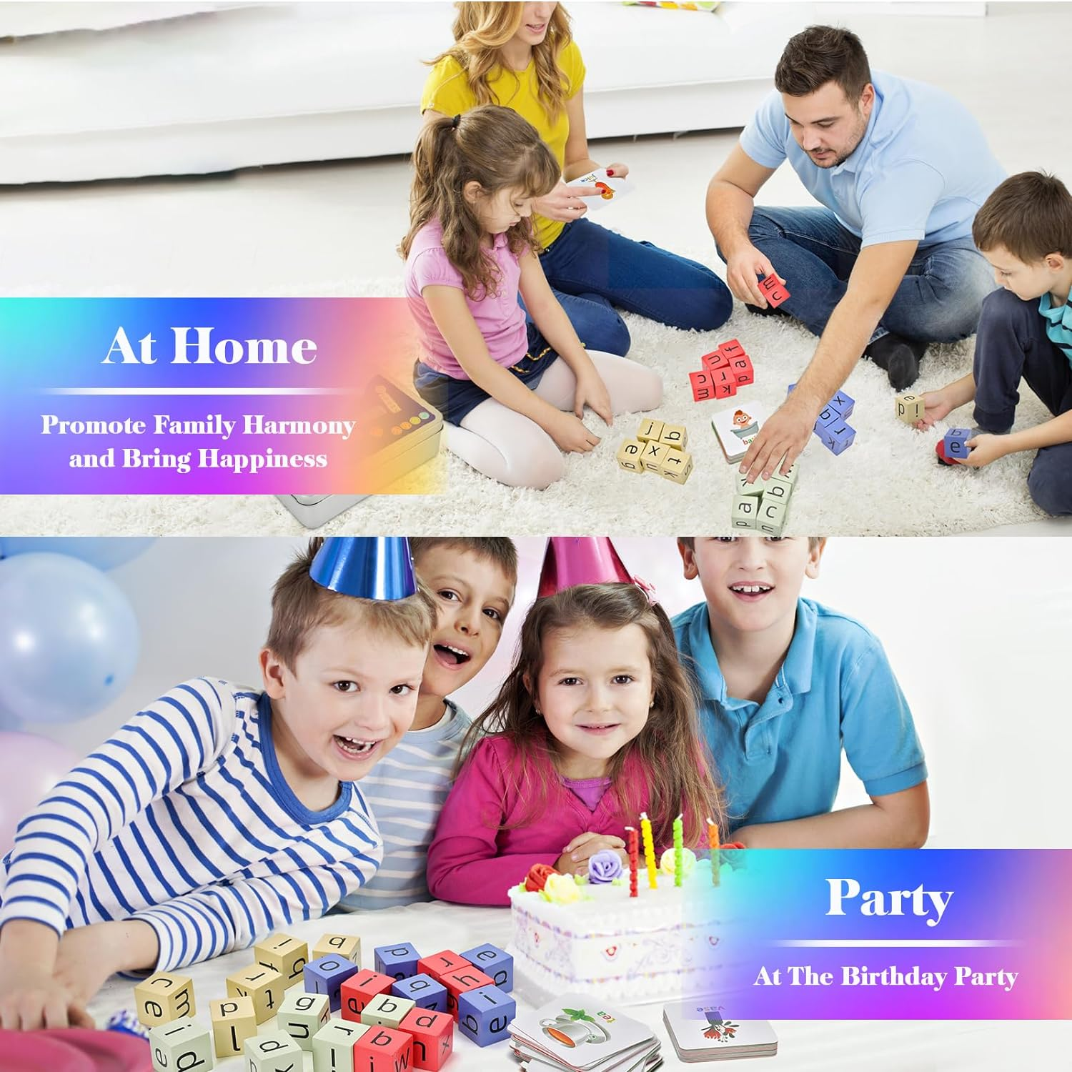 Educational Flash Cards and Wooden Blocks Spelling Games, Alphabet Matching Multiplayer, Stimulates the Brain'S Imagination and Creativity, Flash Cards for Kids Ages 4-8 Suitable for Classroom,Parties image number 4