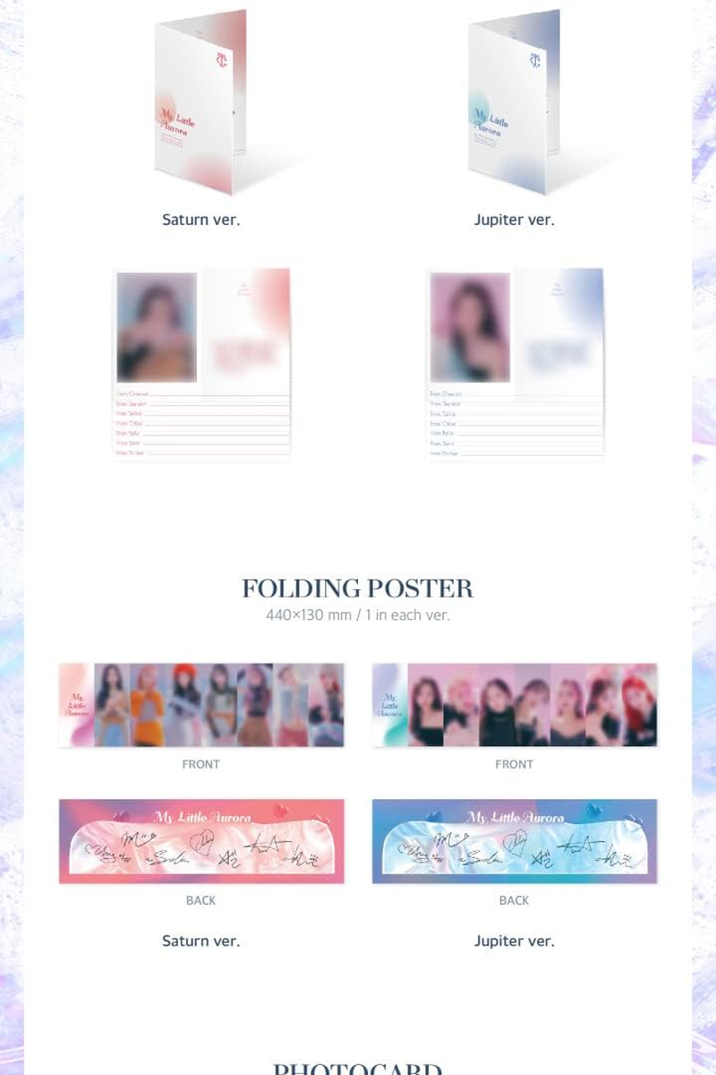 Cignature My Little Aurora 3Rd EP Album Jupiter Version Cd+1P Poster+1P Folding Poster on Pack+72P Photobook+1P Message Card+2P Photocard+1Ea 2Cut Sticker+1Ea Deco Sticker+Tracking Sealed