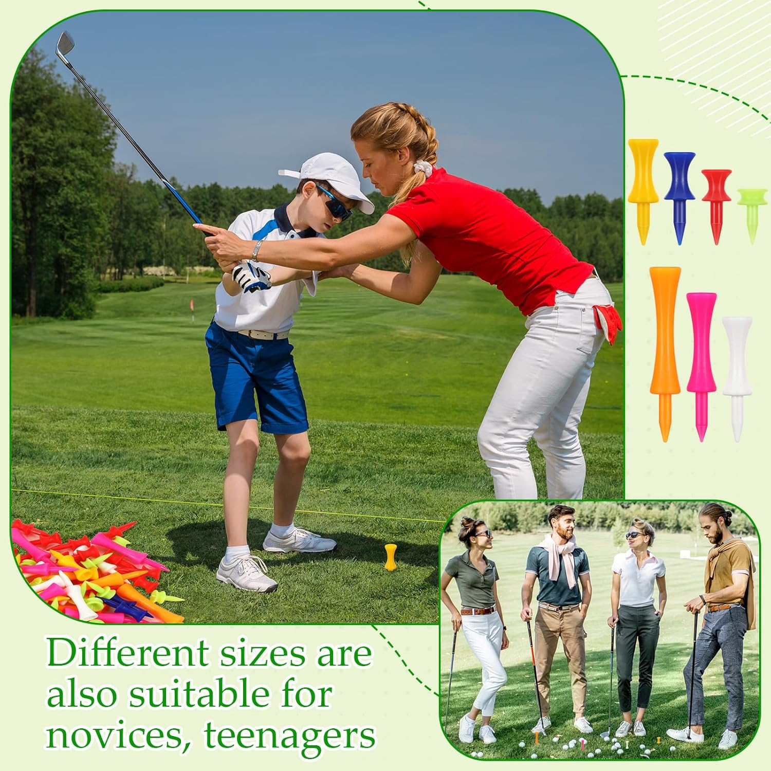 Leyndo 350 Pcs Plastic Golf Tee Step down Golf Tees Long Short Castle Tees Golf Unbreakable Plastic Tees Golf Mixed Height Size Color Tee Pack for Practice image number 1