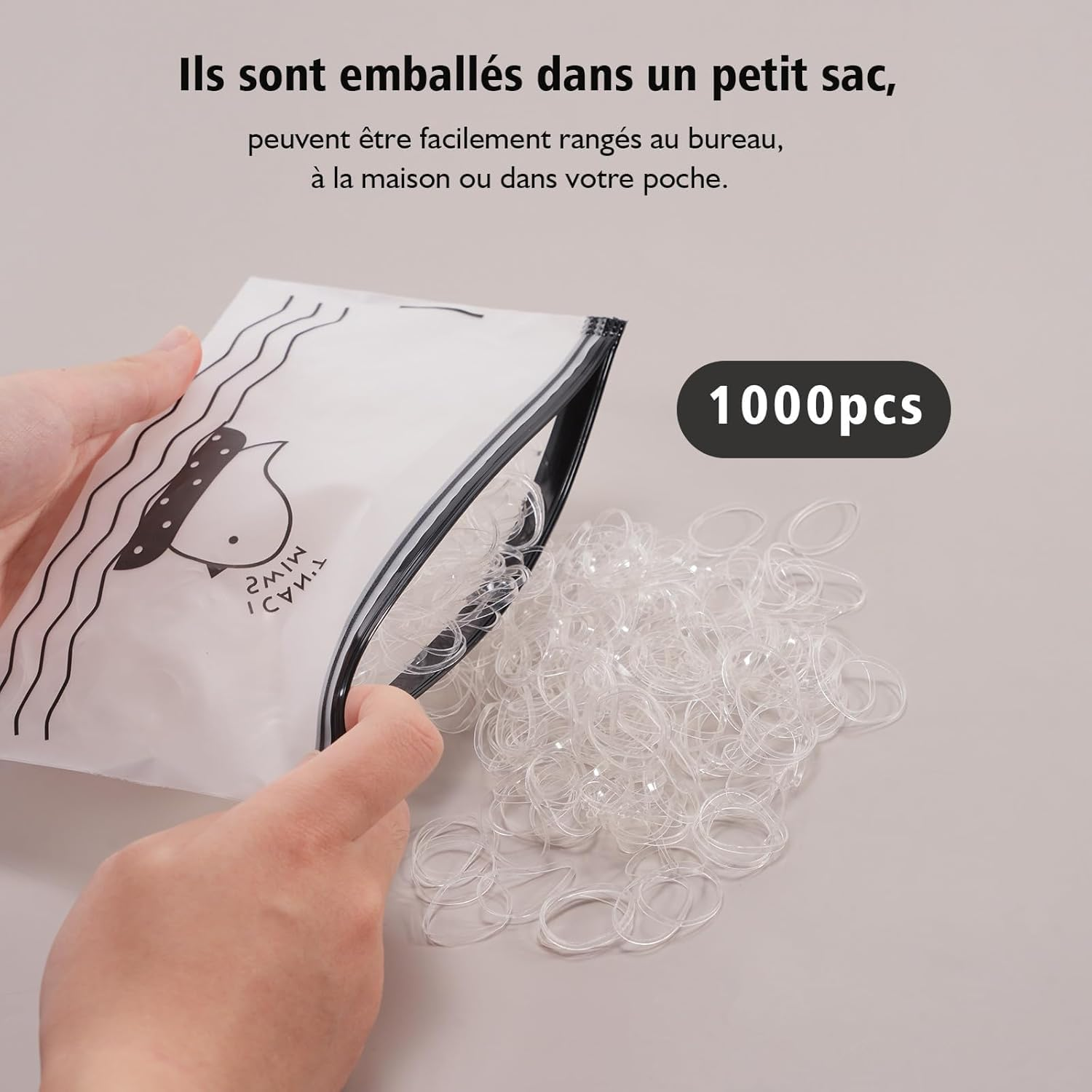 Pack of 1000 Mini Small Hair Bobbles Rubber Bands Elastic Scrunchies for Women Girls Men (Transparent) image number 1