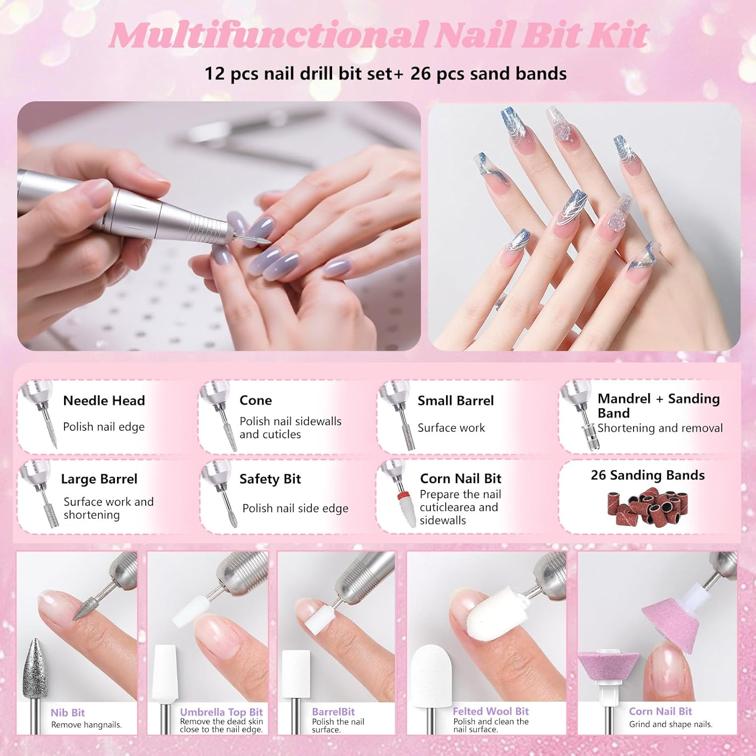 Vautvis Electric Nail File, Nail Cutter for Gel Nails, 2-In-1 Professional Electric Nail Cutter, 45000 Rpm, Manicure Set, Electric Nail File, Gel Nails and Acrylic Nails image number 3