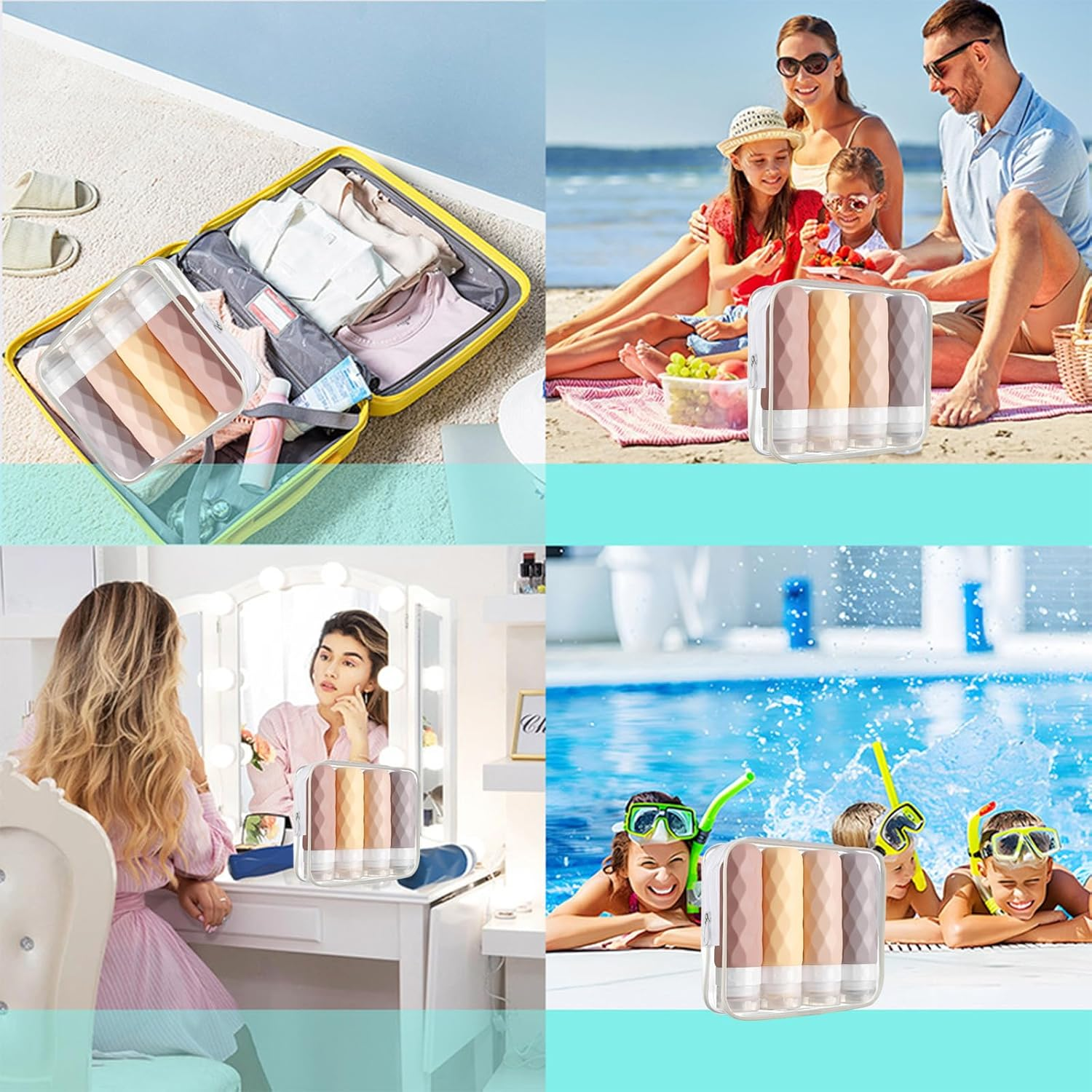 4-Pack Silicone Travel Bottles Set - Leakproof Toiletry Containers for Shampoo & Body Wash | Eco-Friendly Squeeze Tubes with PVC Pouch image number 5