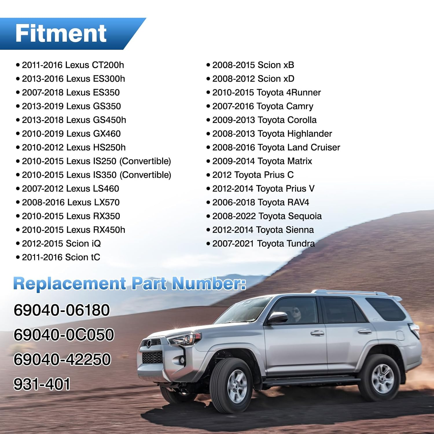 TOP-MAX Door Lock Actuator Motor Compatible with Lexus Scion Toyota 4Runner Camry Corolla Highlander RAV4 Sequoia Sienna Tundra Matrix, Front Left Driver Side Replaces 69040-0C050,69040-06180,931-401 image number 2