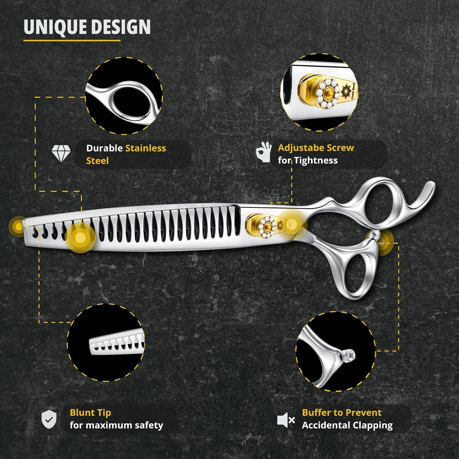 Dream Reach Thinning Scissors 8 Inch Dog Scissors with Ergonomic Handle, 440C Stainless Steel Fur Scissors, 75% Thinning Rate, Professional Dog Hair Scissors with Adjustable Screw 25 Teeth image number 4