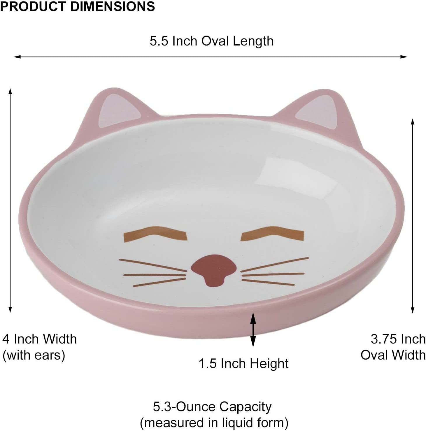 Petrageous Ceramic Oval Cat Bowl, Pink