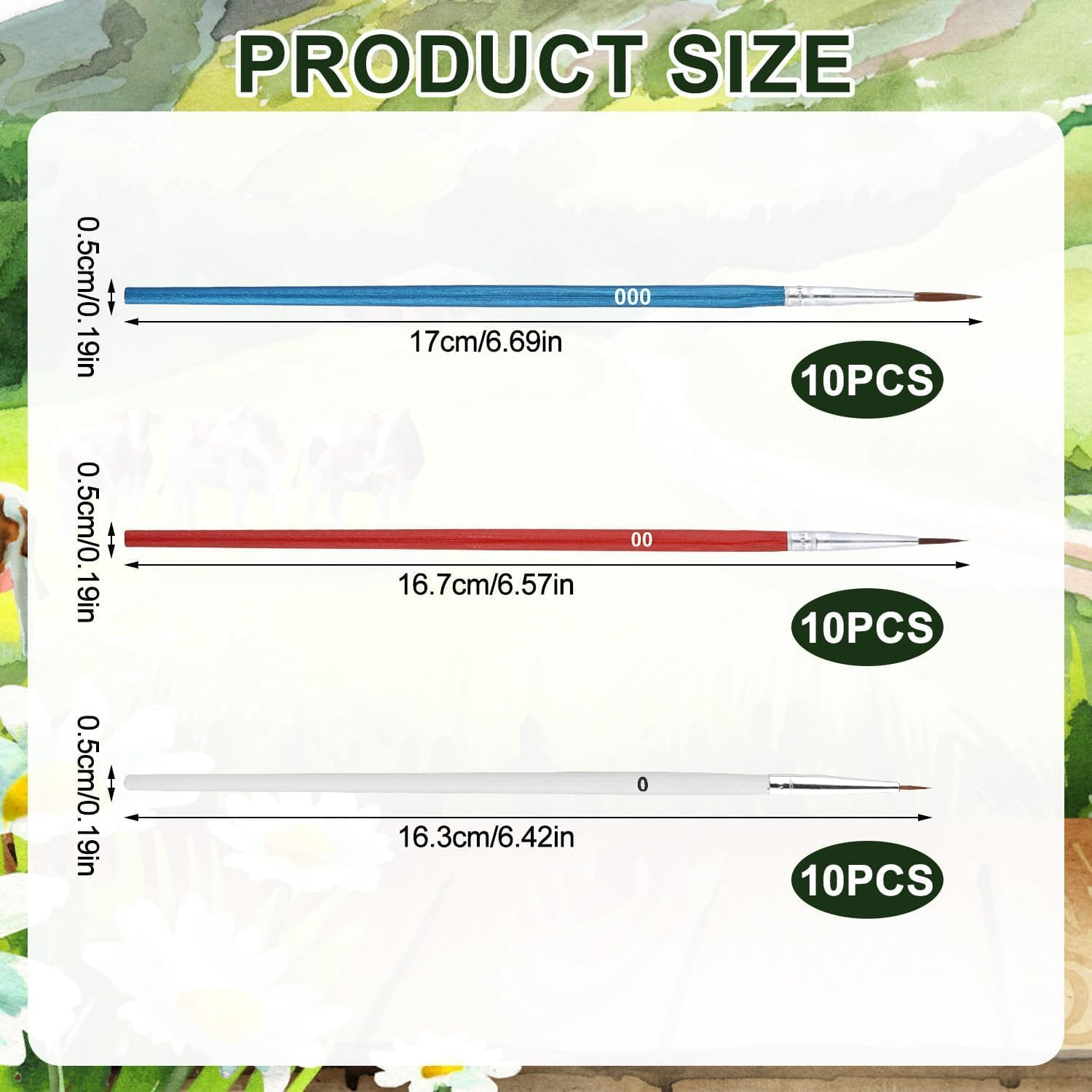 Fine Detail Paint Brush, 30Pcs Set, Mixed, Nylon Wood, Small Medium Large, round Pointed Bristle, PAINT_BRUSH image number 3