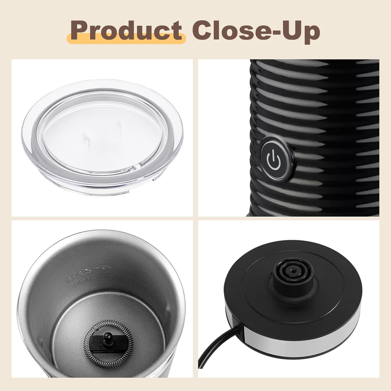 Youngly 4 in 1 Electric Multifunction Milk Frother Steamer Soft Foam Cafe Coffee Latte image number 2