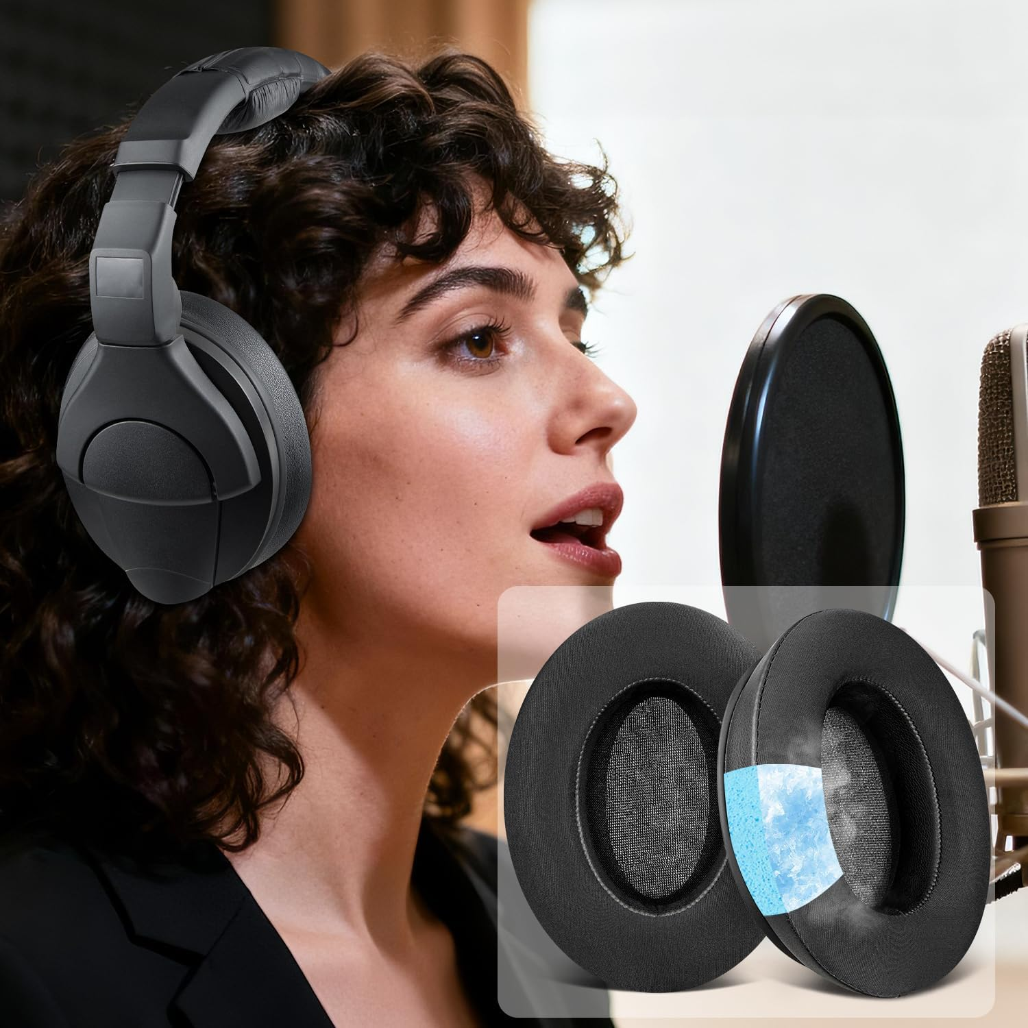 SOULWIT Cooling Gel Earpads Replacement for Sennheiser Hd280/Hd280-13/Hd280-Pro/Hd281/Hmd280/Hmd280 Pro/Hmd280-13/Hmd281/Hmd281 Pro Headphones, Ear Pads Cushions with Noise Isolation Foam - Black image number 2